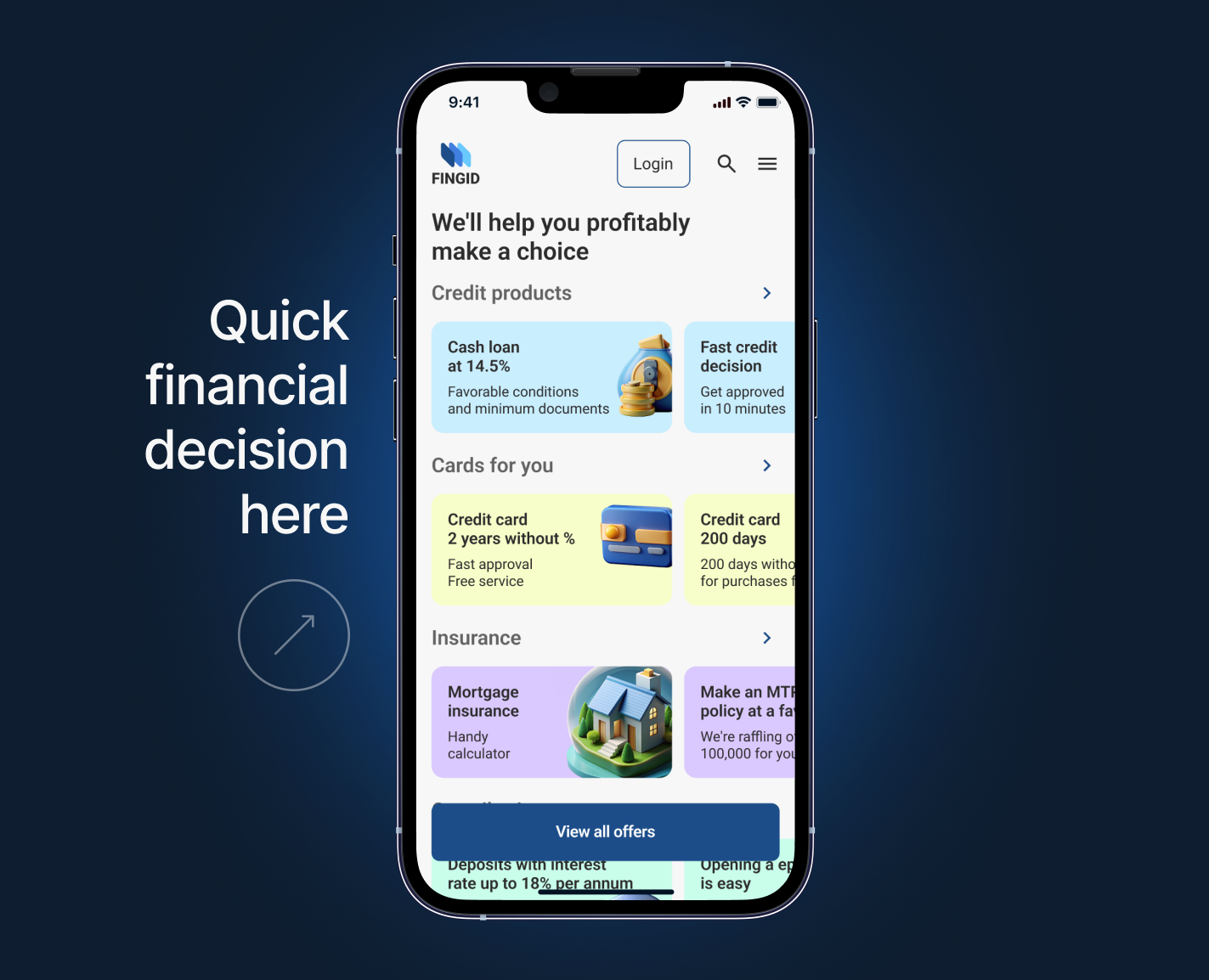 FinGid mobile app — Интерфейсы на Dprofile