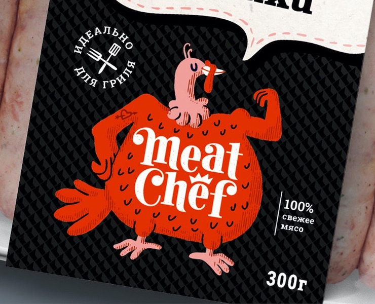 Айдентика Дизайн упаковки MeatChef для мясных полуфабрикатов — Брендинг, Иллюстрация на Dprofile