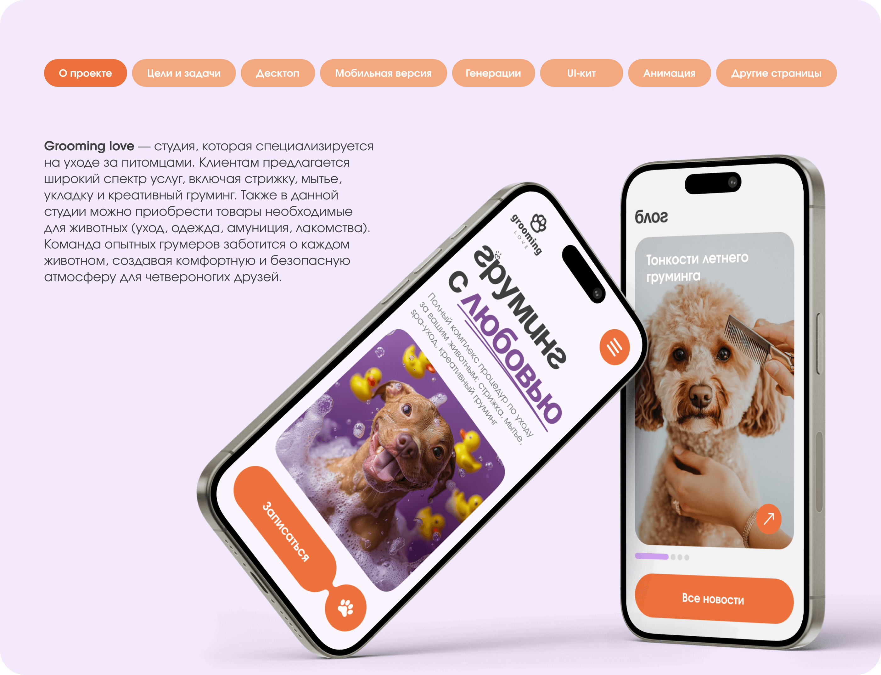 Студия груминга для животных | Pet grooming studio — Изображение №2 — Интерфейсы на Dprofile