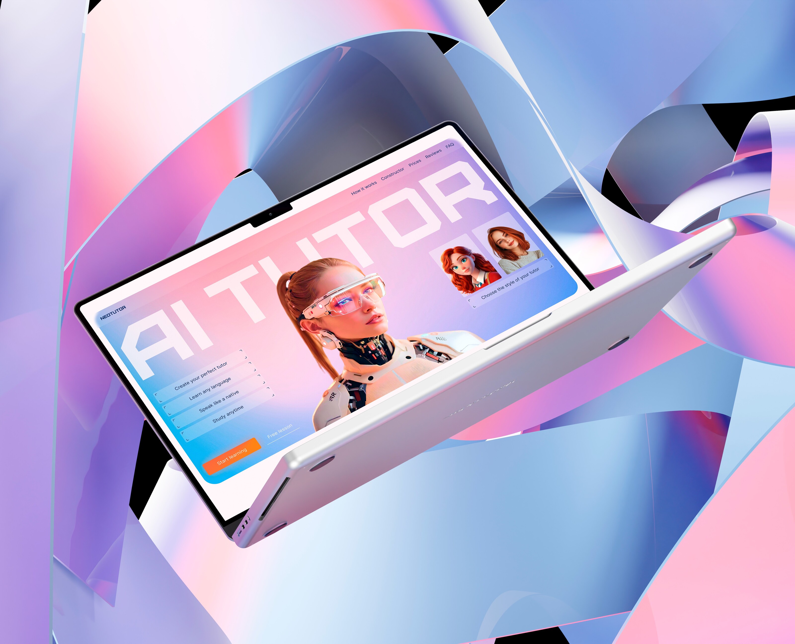 Веб-сайт для ИИ репетитора l AI language tutor website на Dprofile