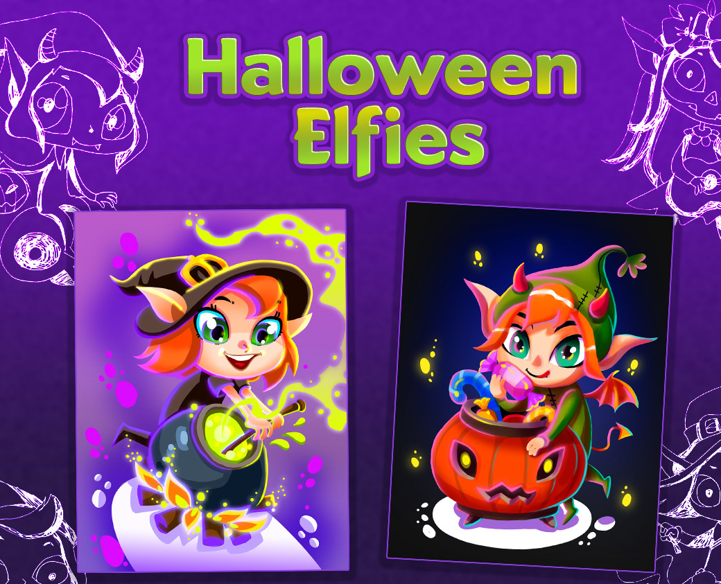 Halloween Elfies — Иллюстрация, Графика на Dprofile