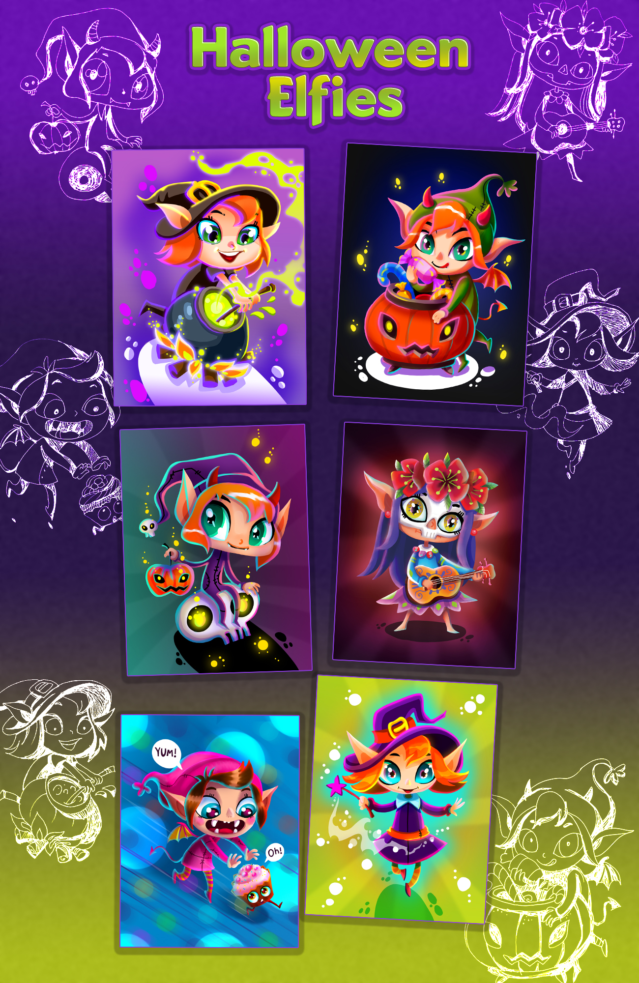 Halloween Elfies — Изображение №1 — Иллюстрация, Графика на Dprofile