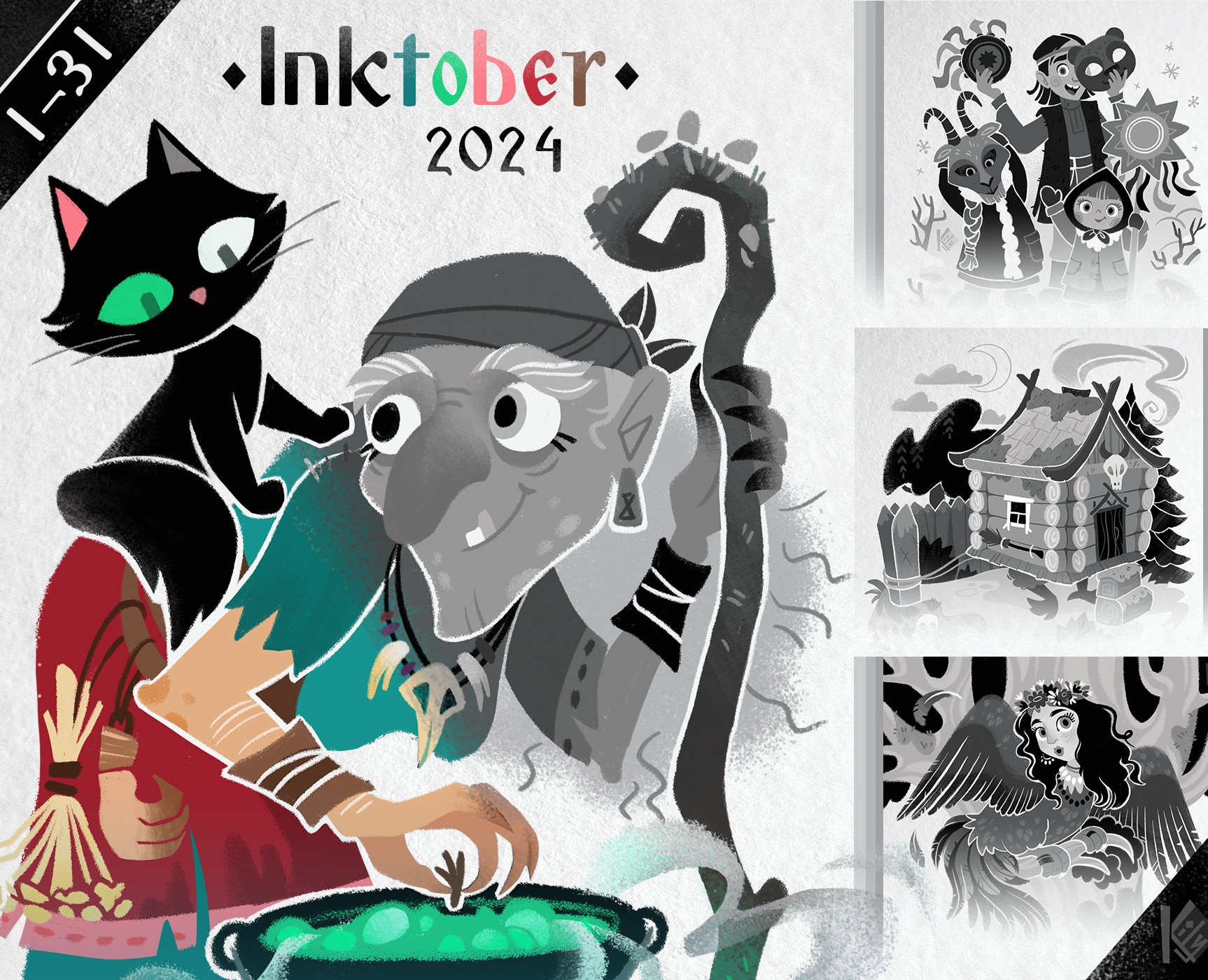 INKTOBER 2024 | Народные Славянские мотивы на Dprofile