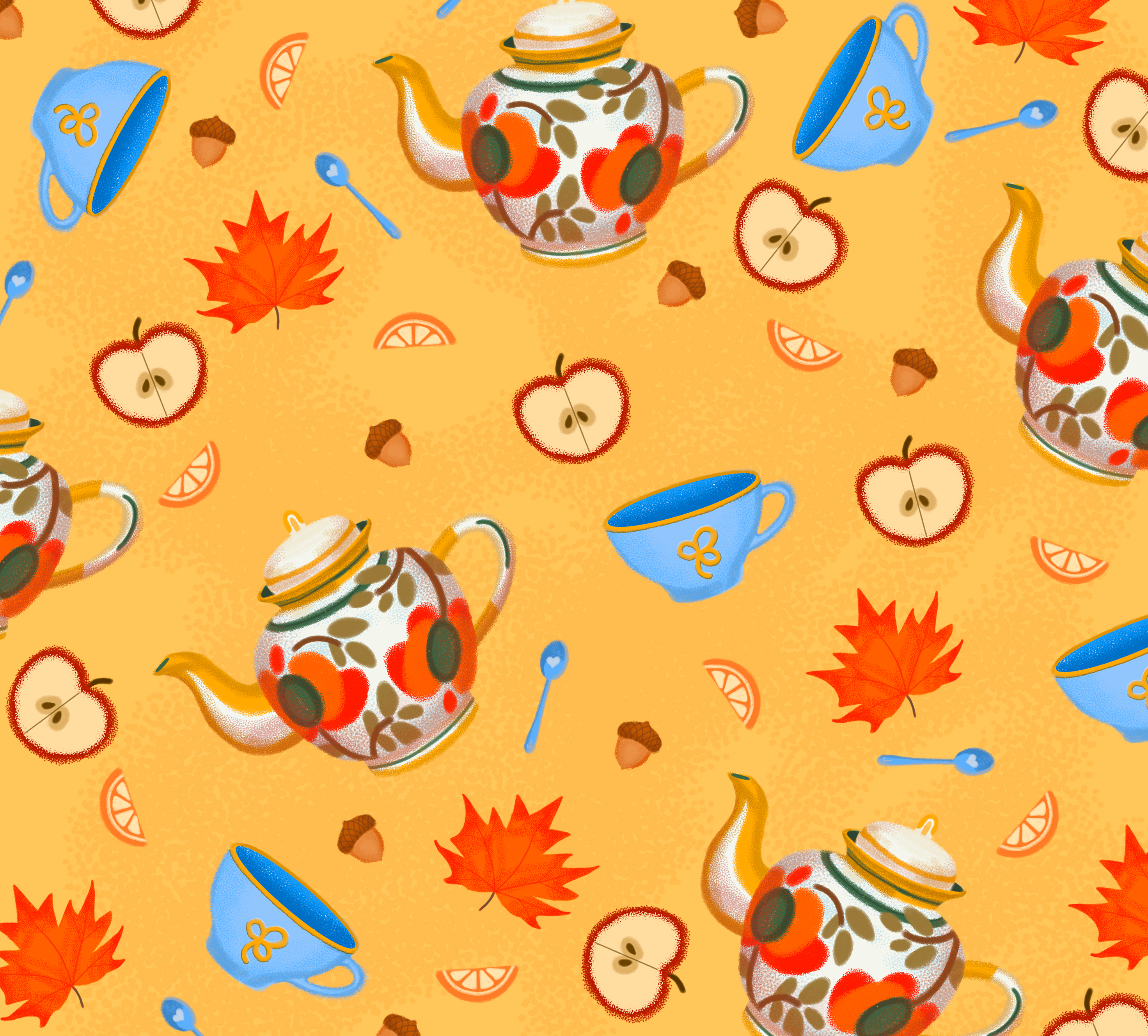 Осенний паттерн | диджитал иллюстрация — Изображение №2 — Иллюстрация, Графика на Dprofile
