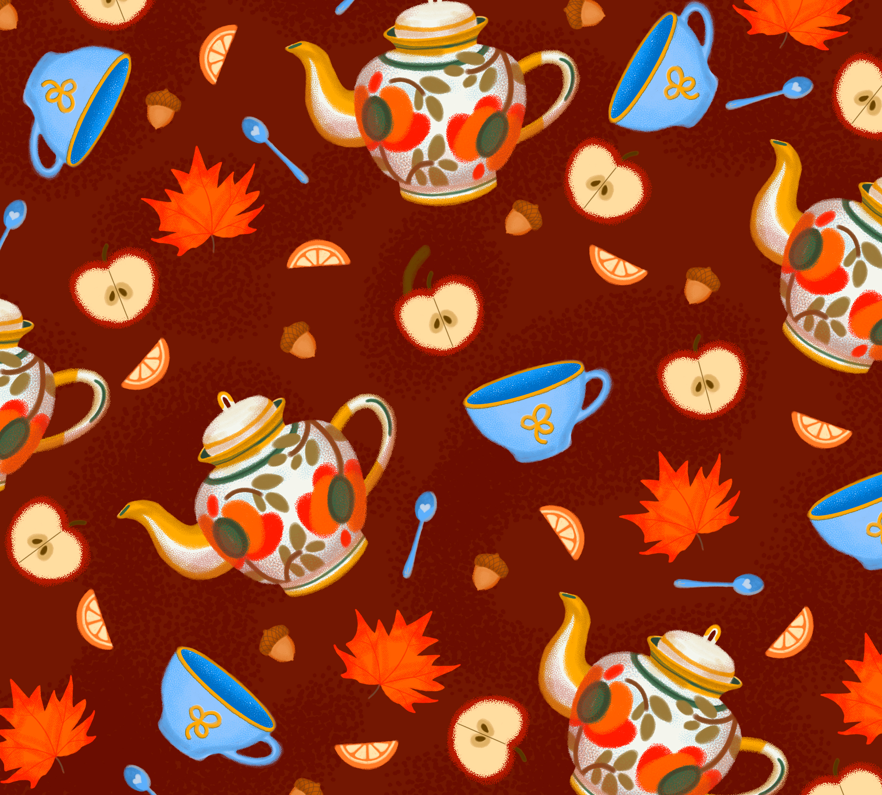 Осенний паттерн | диджитал иллюстрация — Изображение №1 — Иллюстрация, Графика на Dprofile
