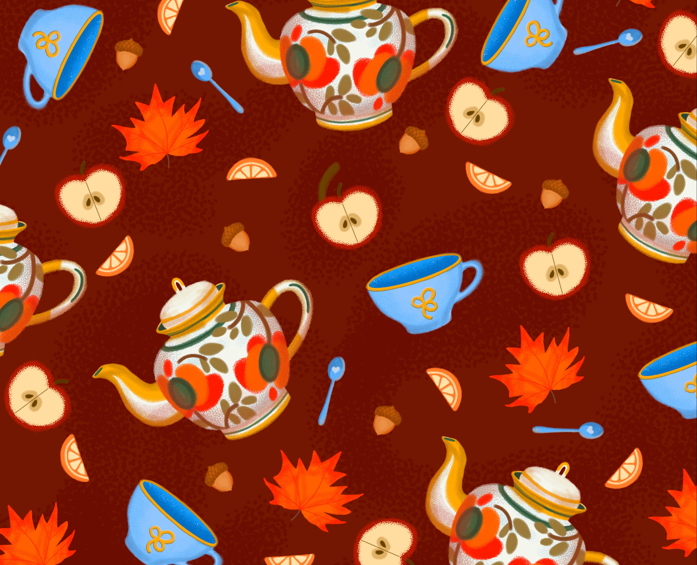 Осенний паттерн | диджитал иллюстрация — Иллюстрация, Графика на Dprofile