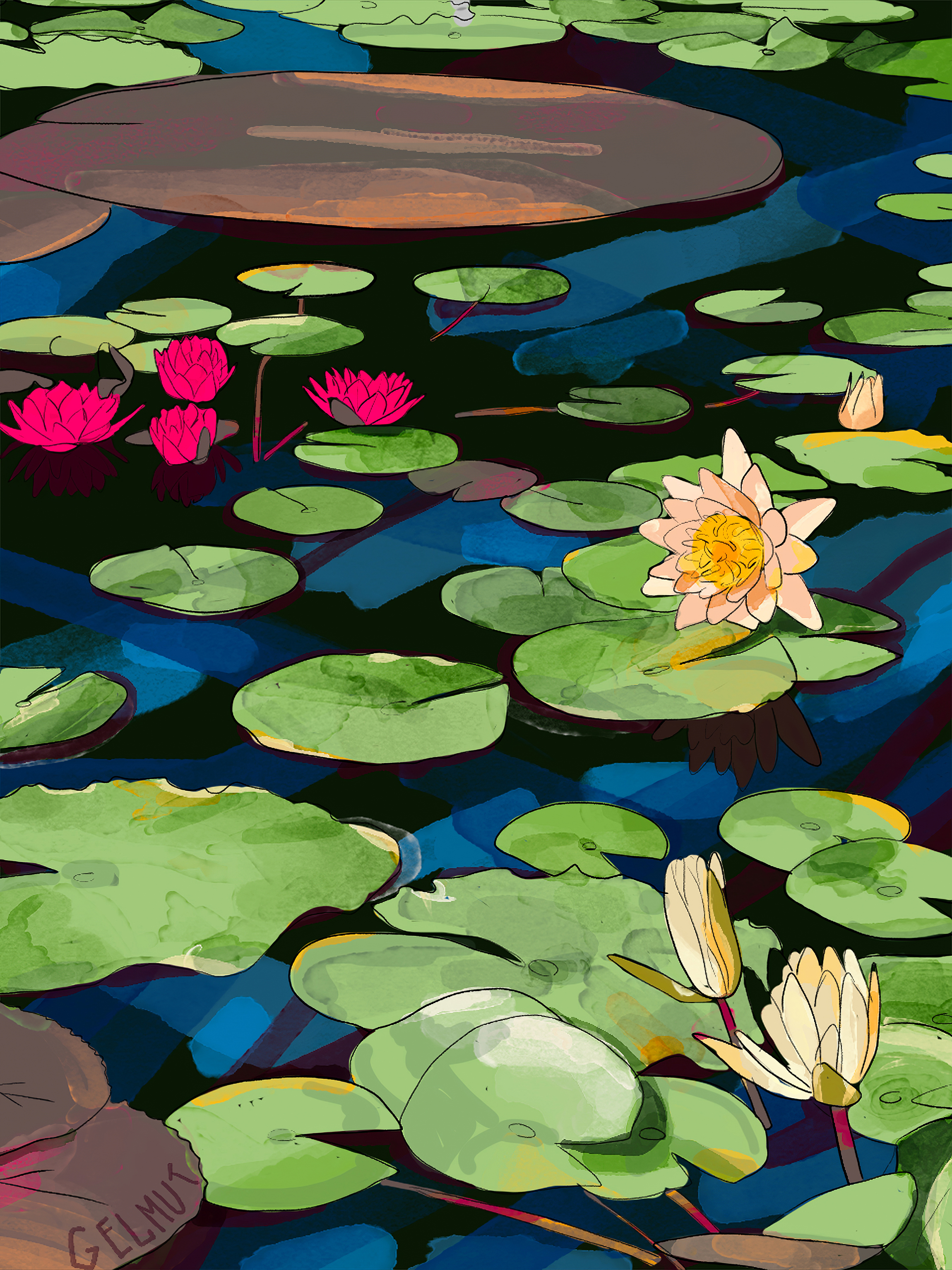 Кувшинки | 2D иллюстрация | Digital — Изображение №2 — Иллюстрация, Графика на Dprofile