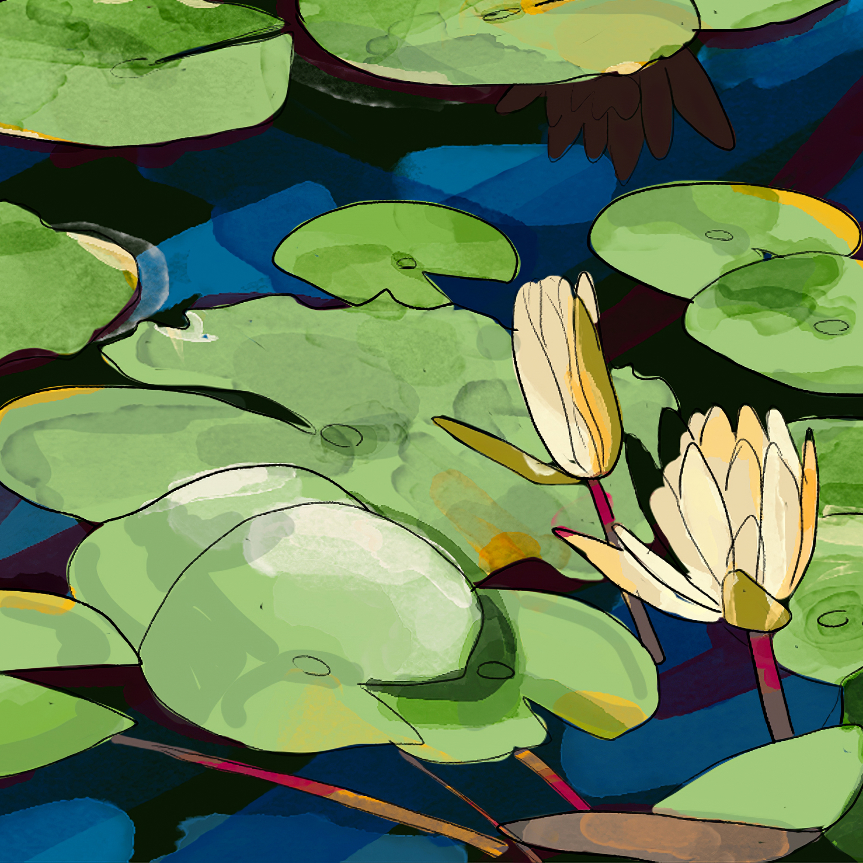 Кувшинки | 2D иллюстрация | Digital — Изображение №5 — Иллюстрация, Графика на Dprofile