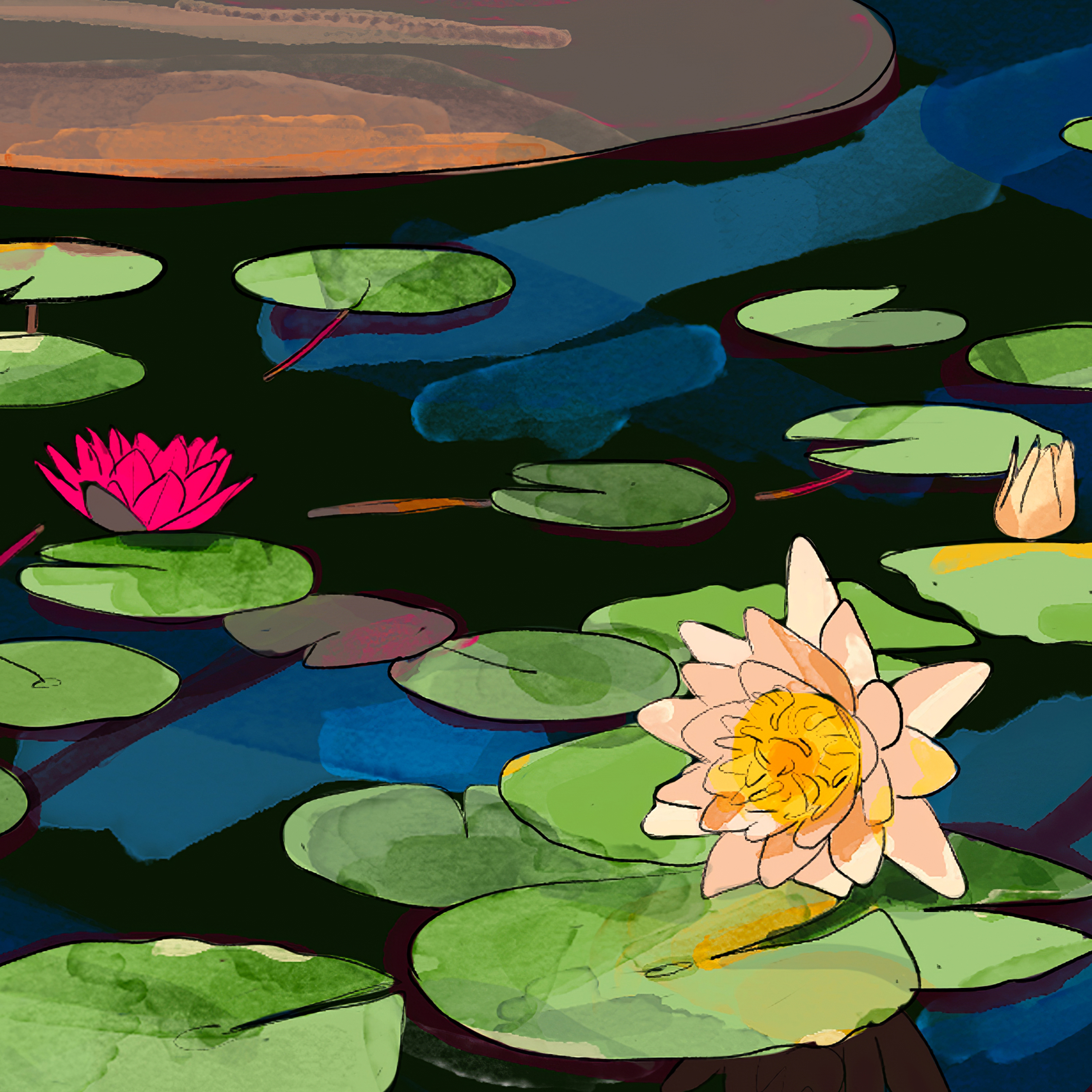 Кувшинки | 2D иллюстрация | Digital — Изображение №4 — Иллюстрация, Графика на Dprofile