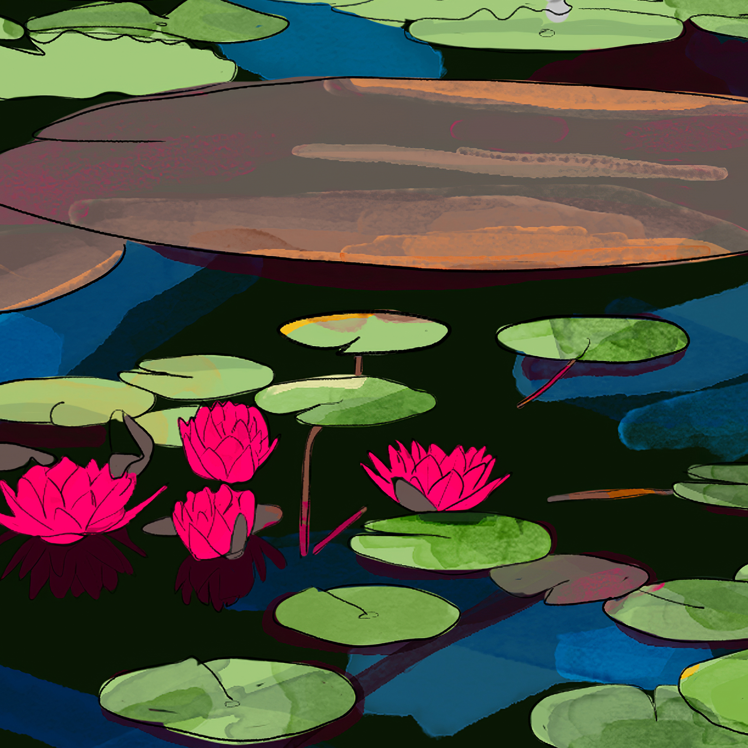 Кувшинки | 2D иллюстрация | Digital — Изображение №3 — Иллюстрация, Графика на Dprofile