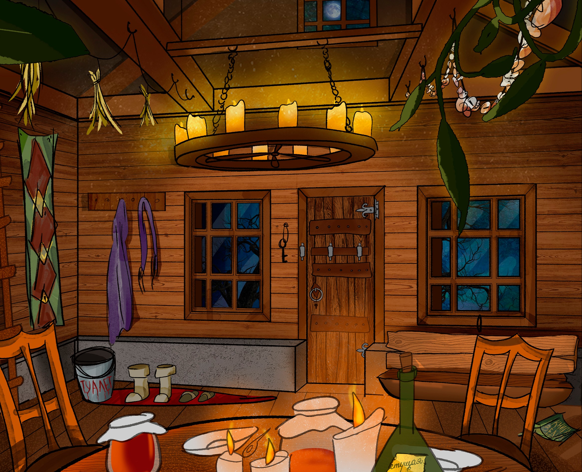 Хижина в лесу — Иллюстрация на Dprofile