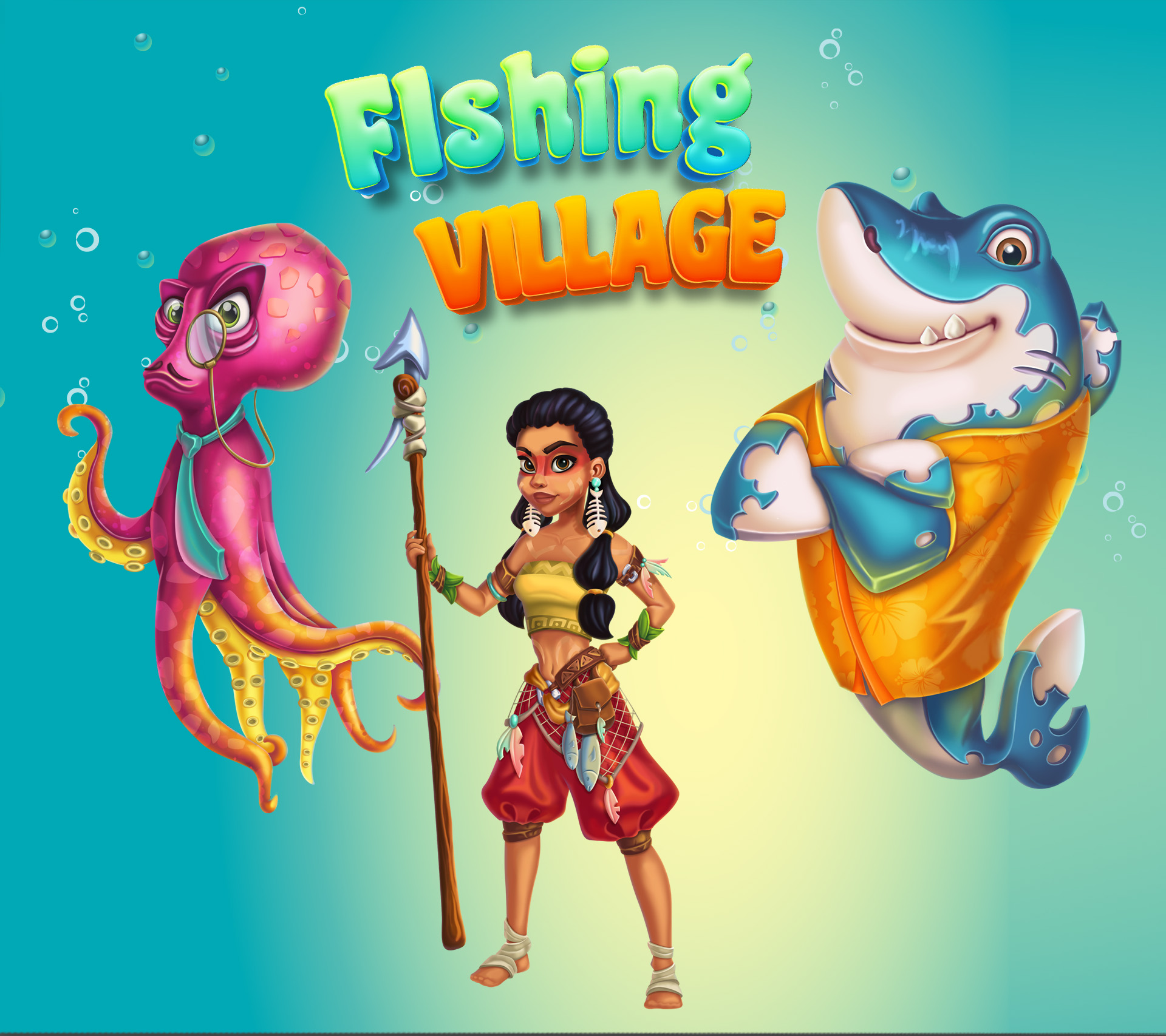 2d персонажи и риггинг для мобильной игры Fishing village — Изображение №1 — Иллюстрация на Dprofile