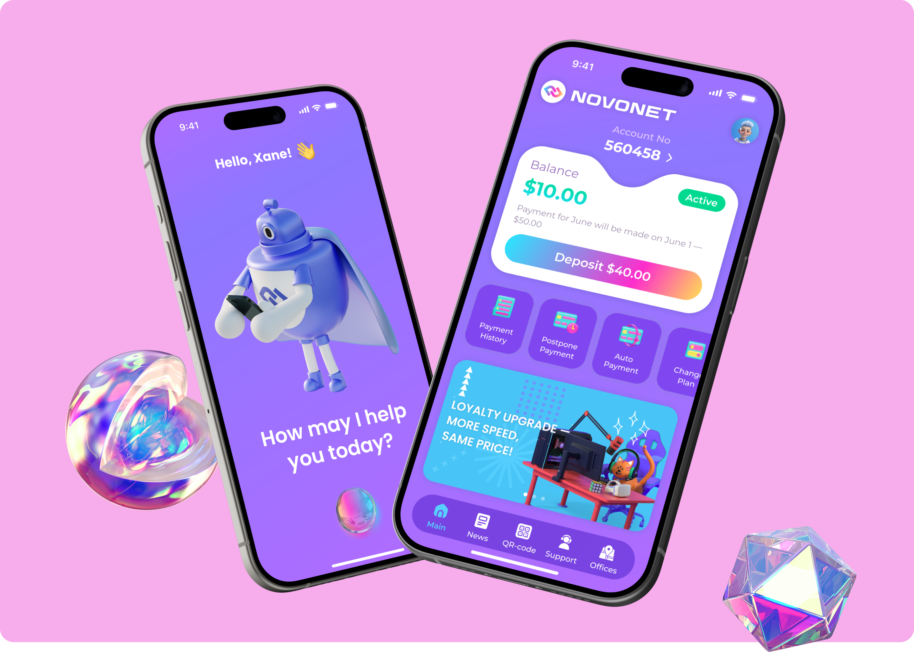 Novonet | Mascot & App Design — Изображение №5 — Интерфейсы, 3D на Dprofile