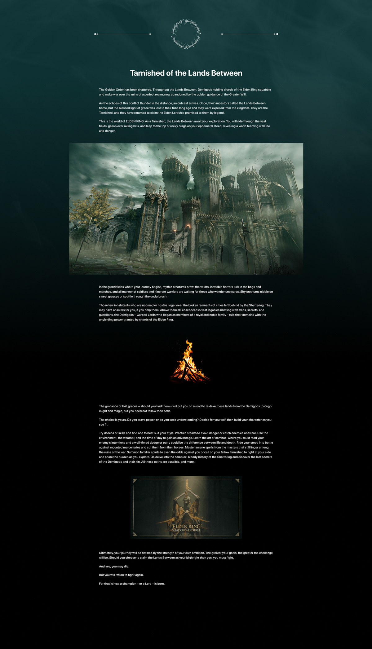ELDEN RING Landing page Redesign Concept Concept — Изображение №7 — Интерфейсы, Графика на Dprofile