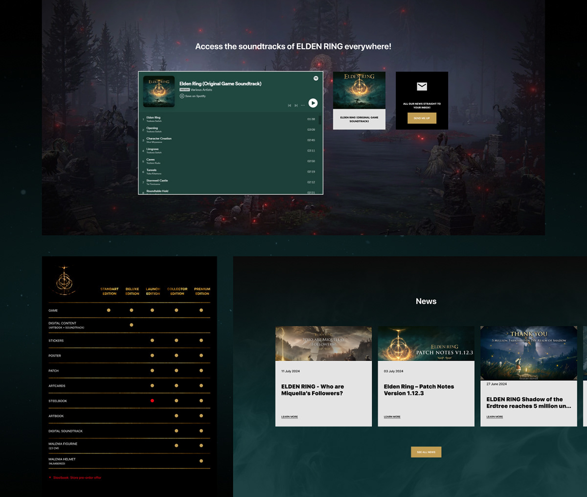 ELDEN RING Landing page Redesign Concept Concept — Изображение №8 — Интерфейсы, Графика на Dprofile