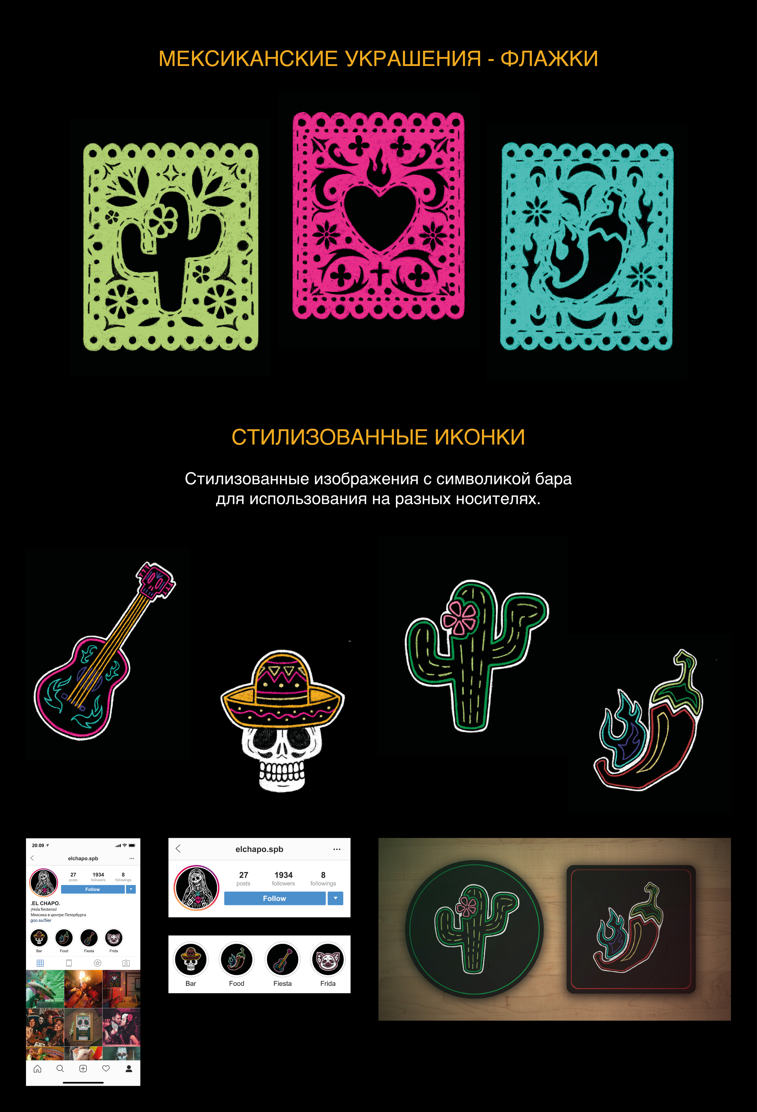 Иллюстрации для бара EL CHAPO — Изображение №7 — Брендинг, Иллюстрация на Dprofile