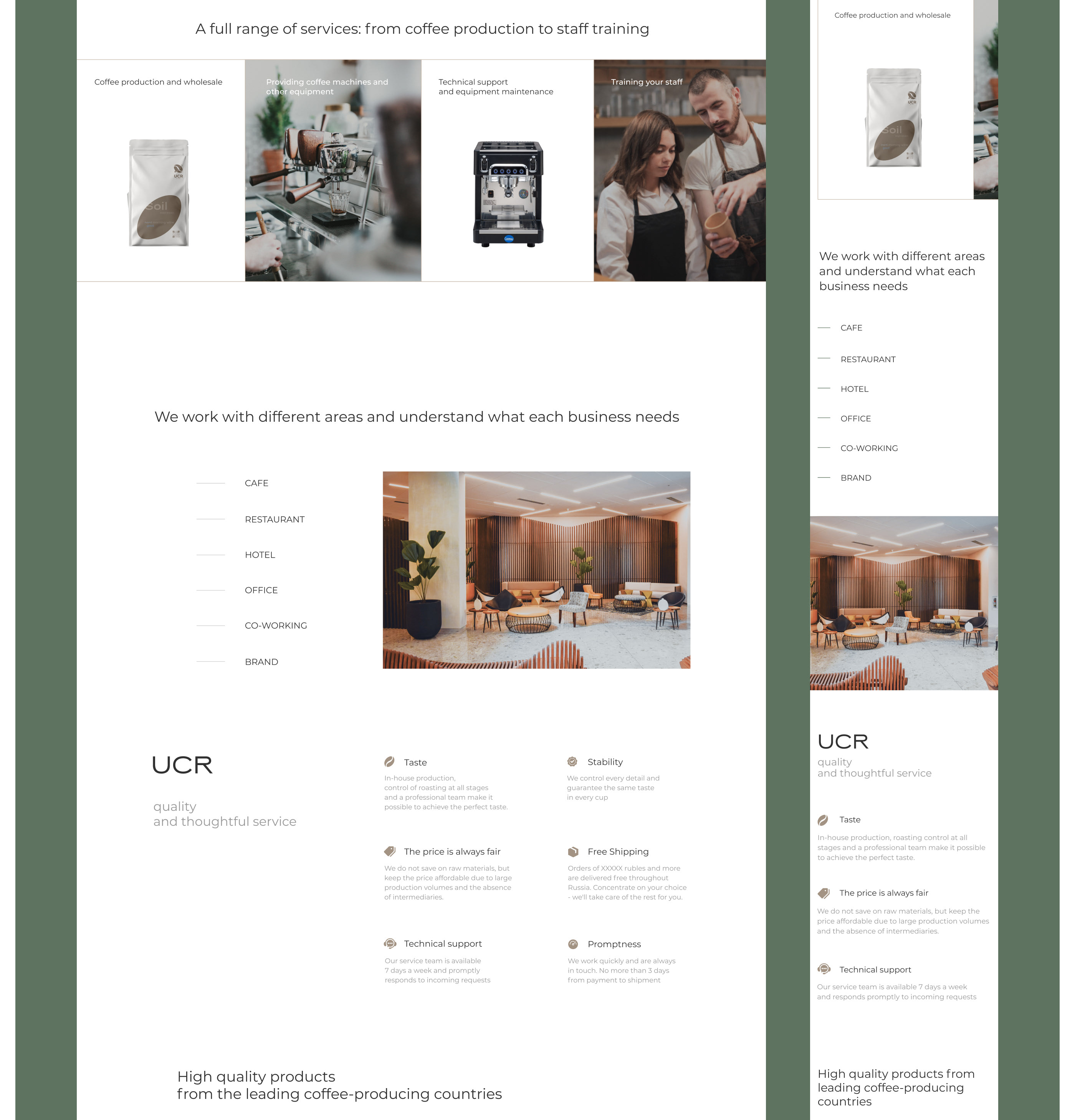 Coffee manufacturing company | Landing page — Изображение №7 — Брендинг, Маркетинг на Dprofile