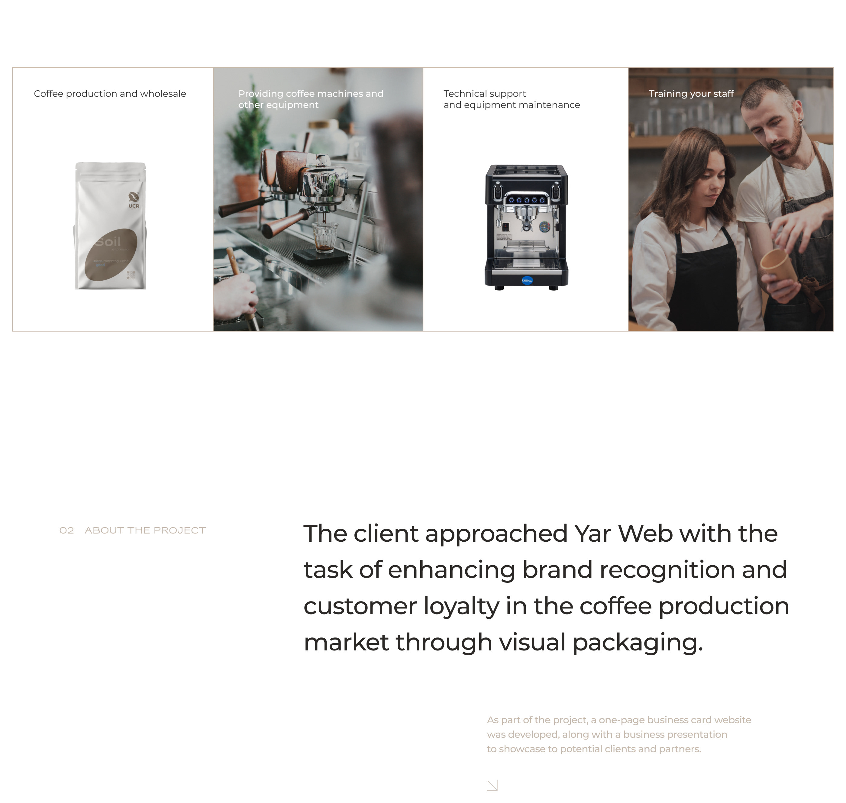 Coffee manufacturing company | Landing page — Изображение №3 — Брендинг, Маркетинг на Dprofile