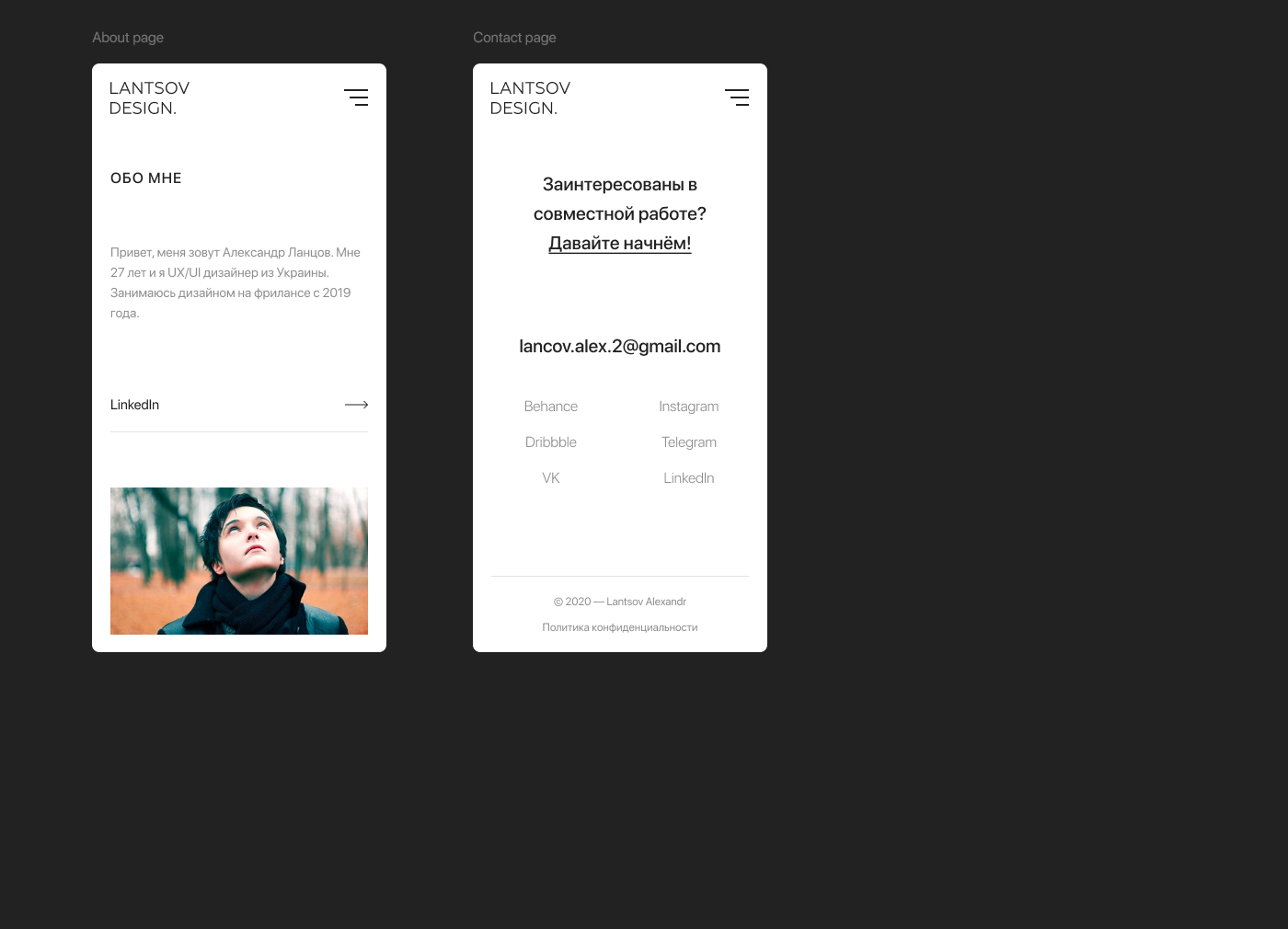 Lantsov Design - Portfolio website — Изображение №10 — Интерфейсы на Dprofile
