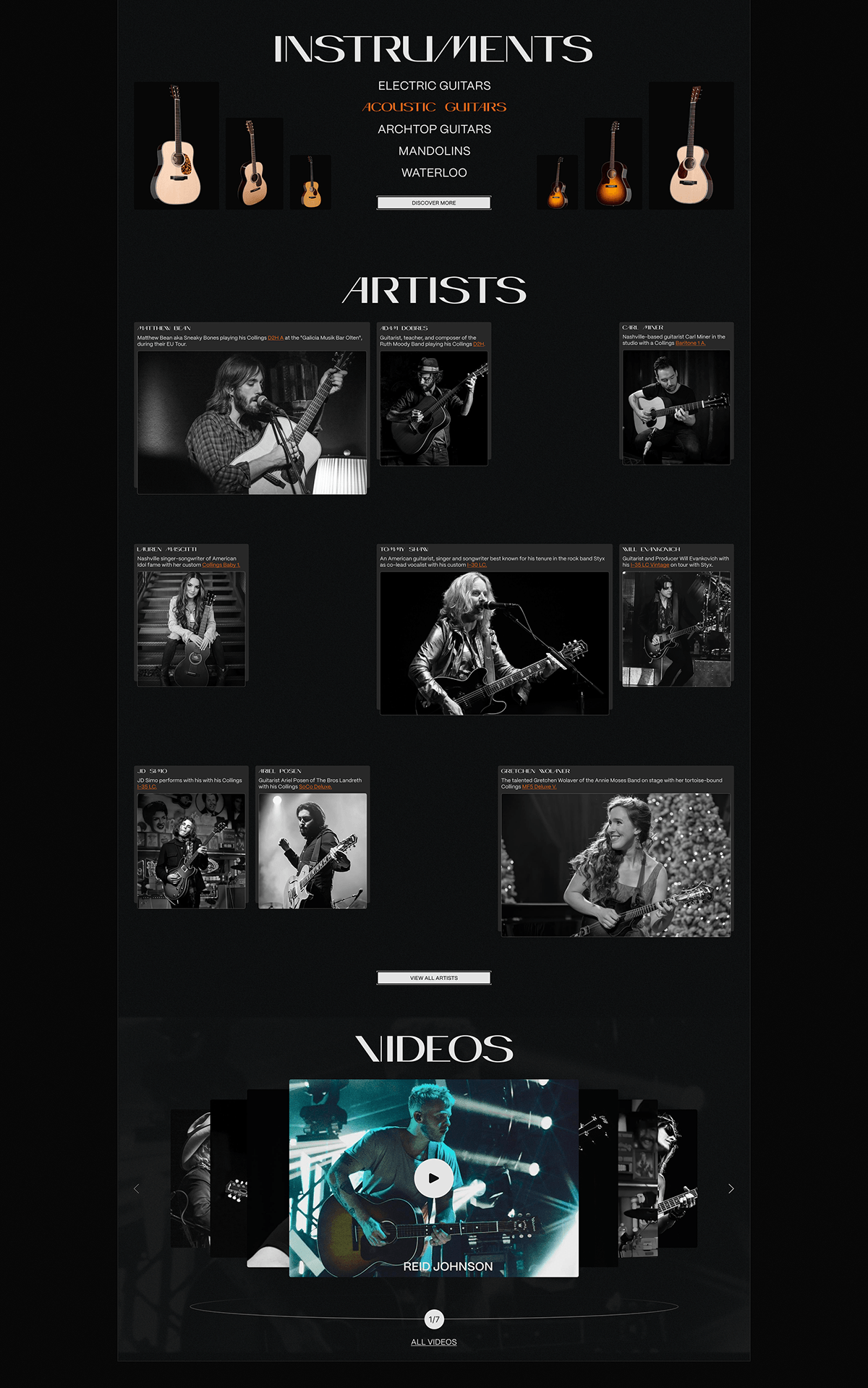 Collings guitars | Corporate website — Изображение №3 — Интерфейсы, Анимация на Dprofile