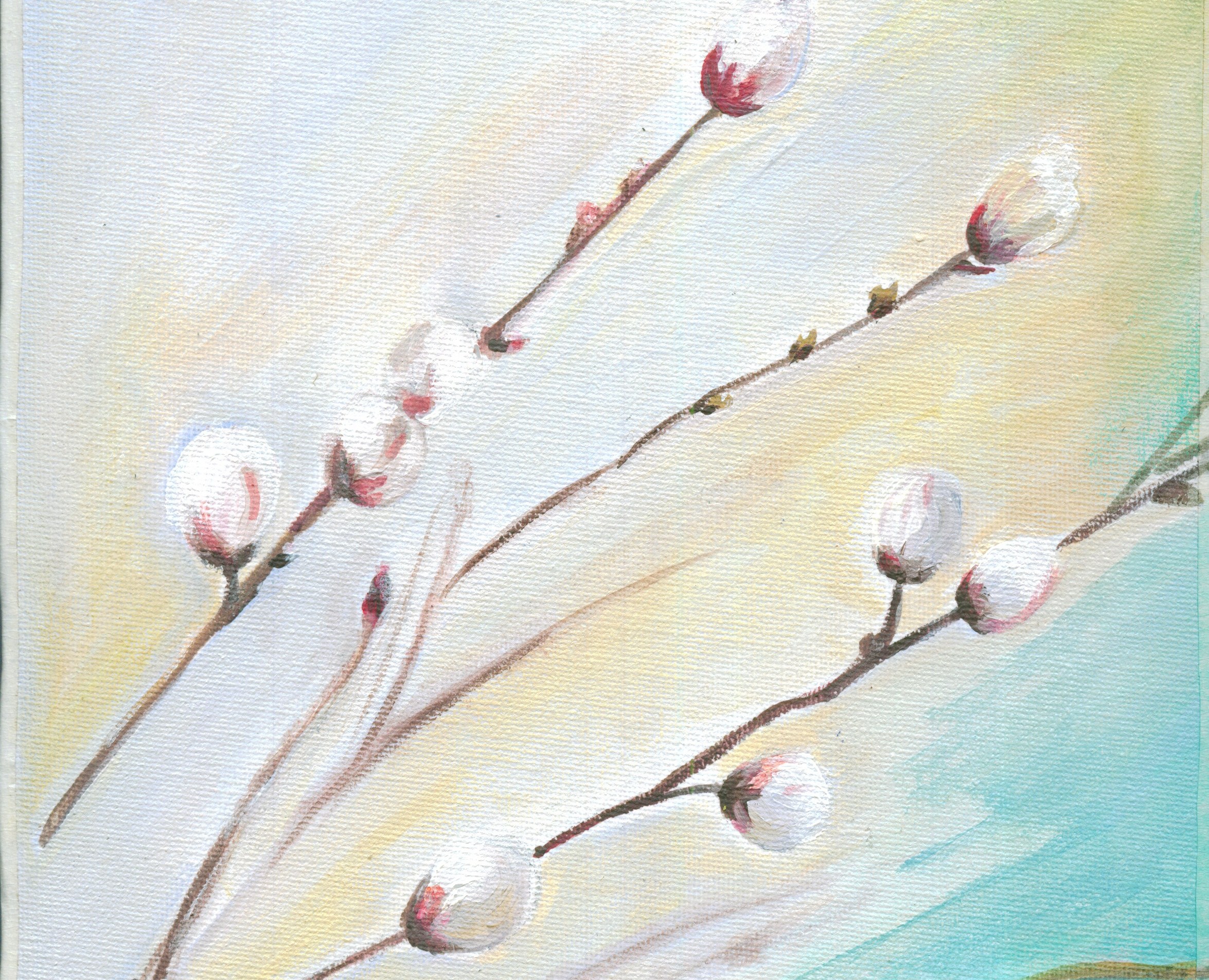 Дитрих. Ветки вербы с птичкой. Акрил. — Иллюстрация, Графика на Dprofile