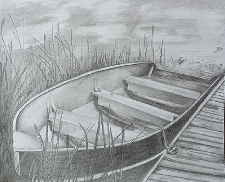 Лодка. Карандаш. — Иллюстрация, Графика на Dprofile
