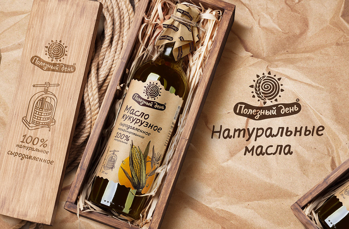 Дизайн этикетки растительных масел "Полезный день" — Изображение №1 — Брендинг на Dprofile