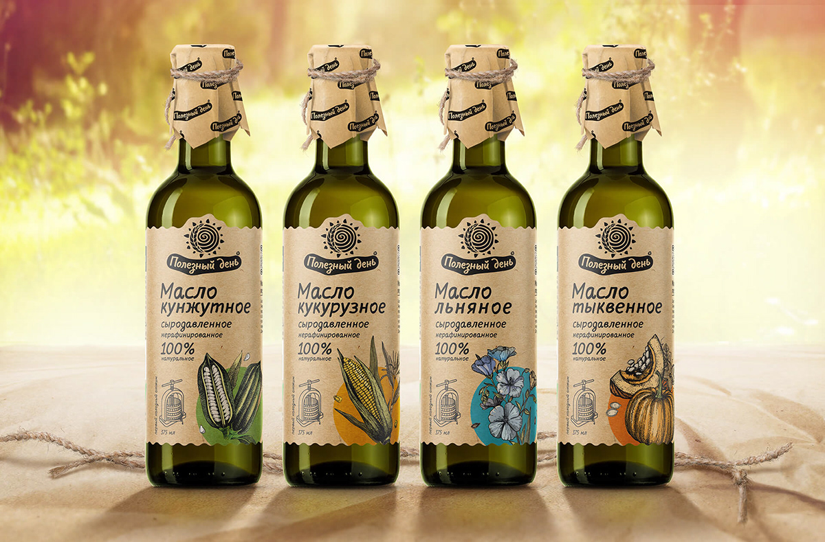 Дизайн этикетки растительных масел "Полезный день" — Изображение №2 — Брендинг на Dprofile