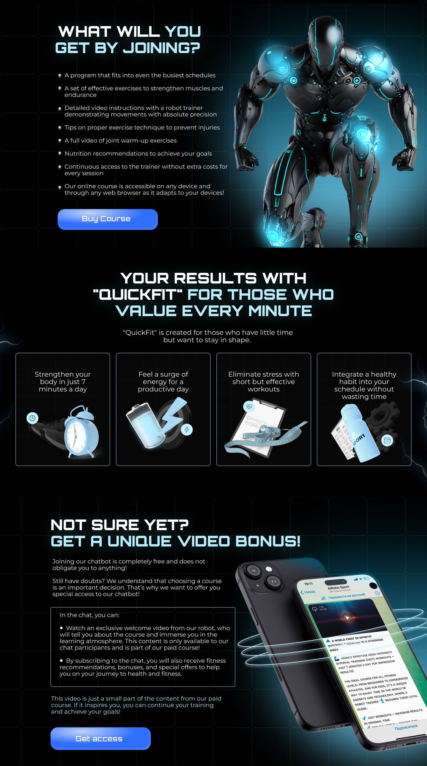 Landing page | Fitness with a robot trainer — Изображение №3 — Интерфейсы на Dprofile