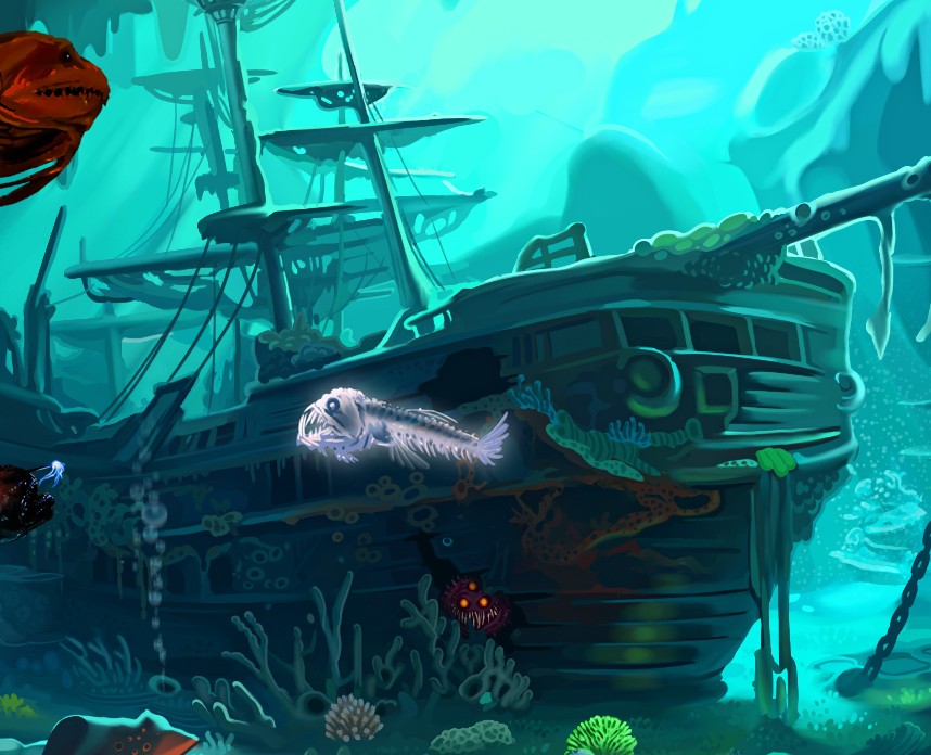 корабль морское дно — Иллюстрация на Dprofile