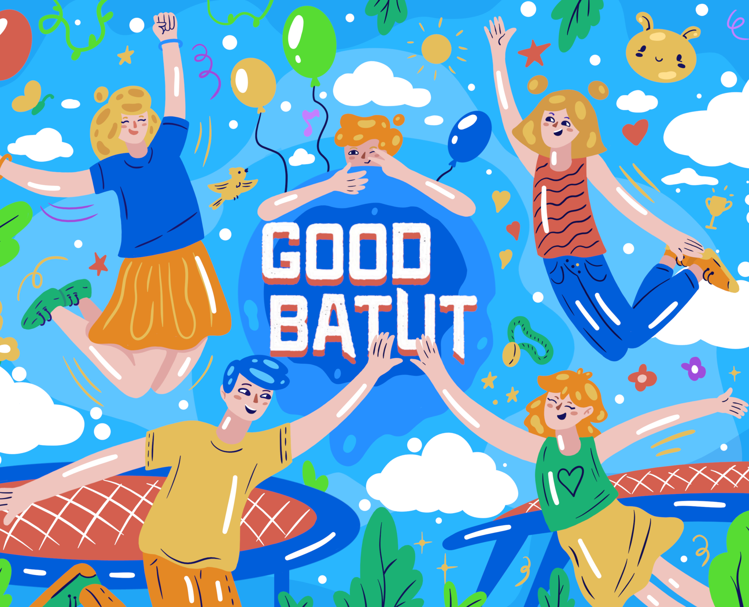 Коллекция иллюстрация для батутного центра "GOOD BATUT" — Брендинг, Иллюстрация на Dprofile