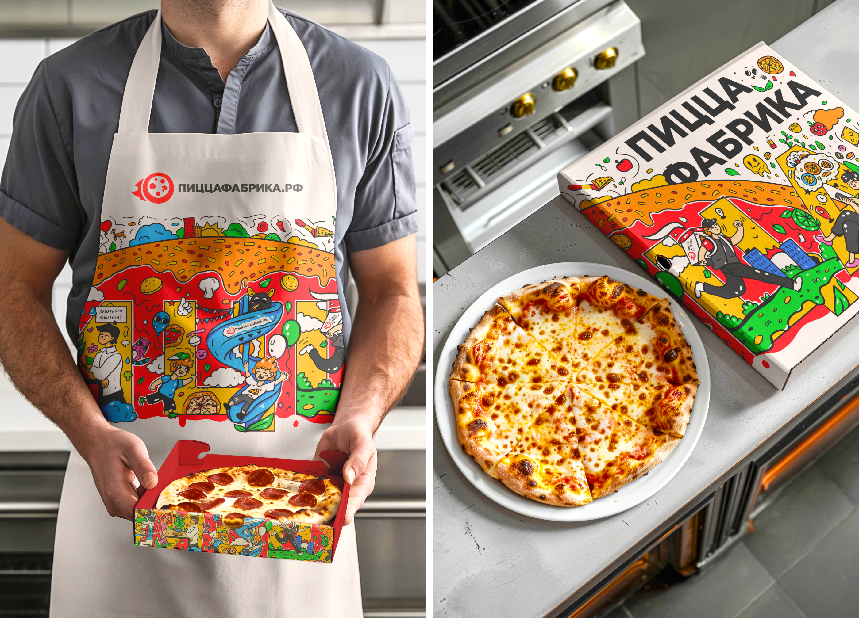 Иллюстрация для сети ресторанов "ПиццаФабрика" — Изображение №8 — Брендинг, Иллюстрация на Dprofile