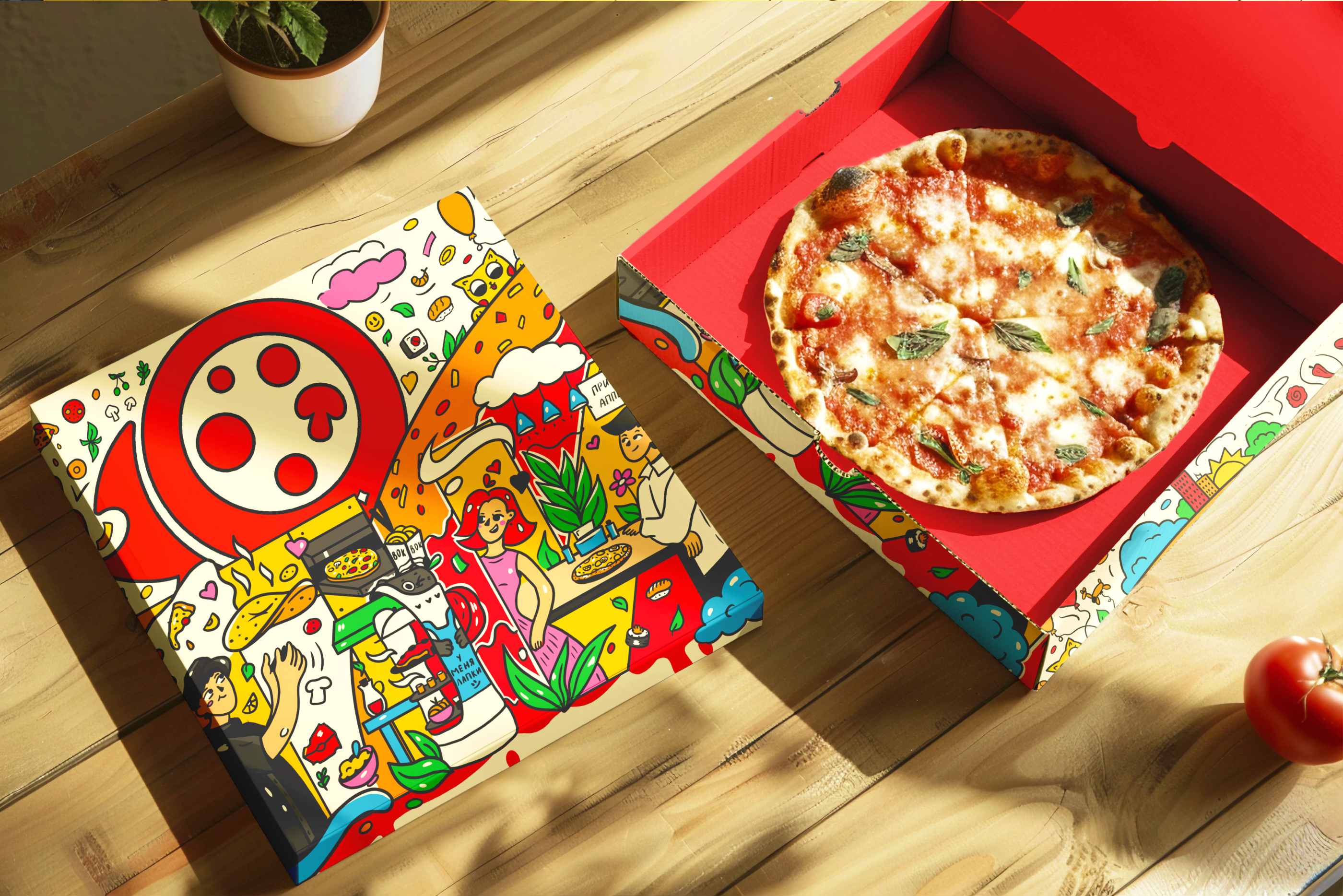 Иллюстрация для сети ресторанов "ПиццаФабрика" — Изображение №5 — Брендинг, Иллюстрация на Dprofile
