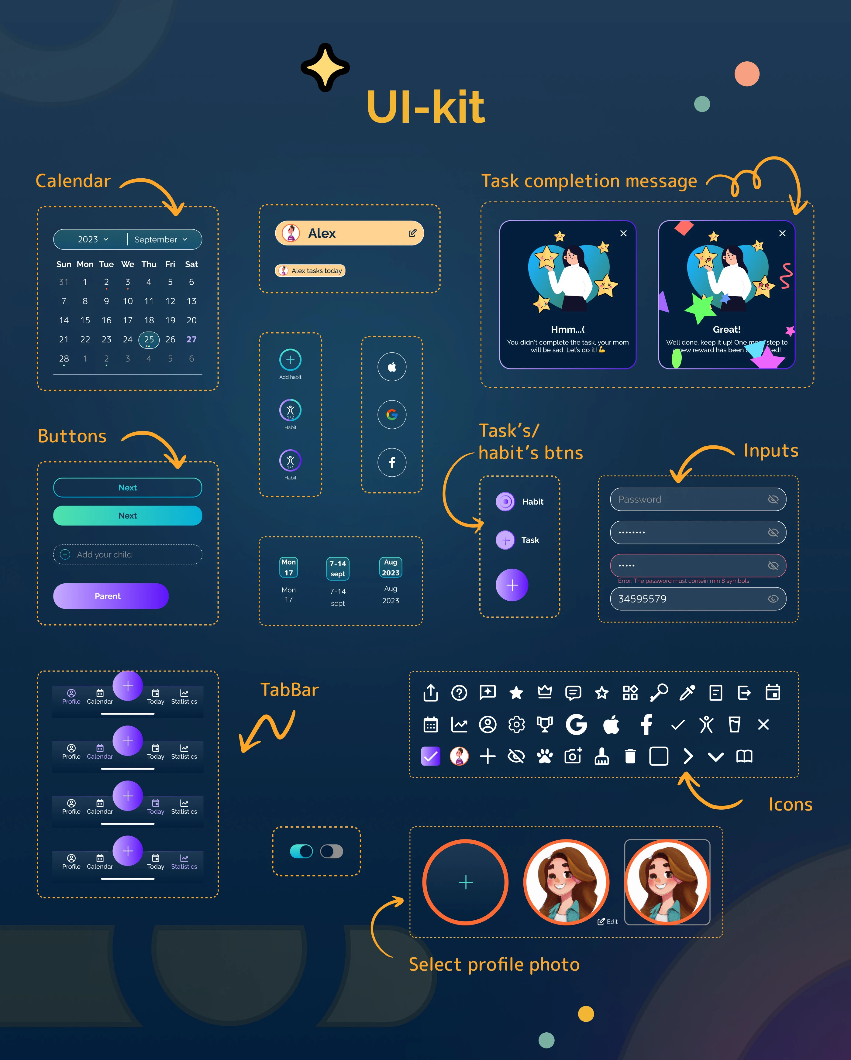 Mobile App приложение планер для детей — Изображение №6 — Интерфейсы, Анимация на Dprofile