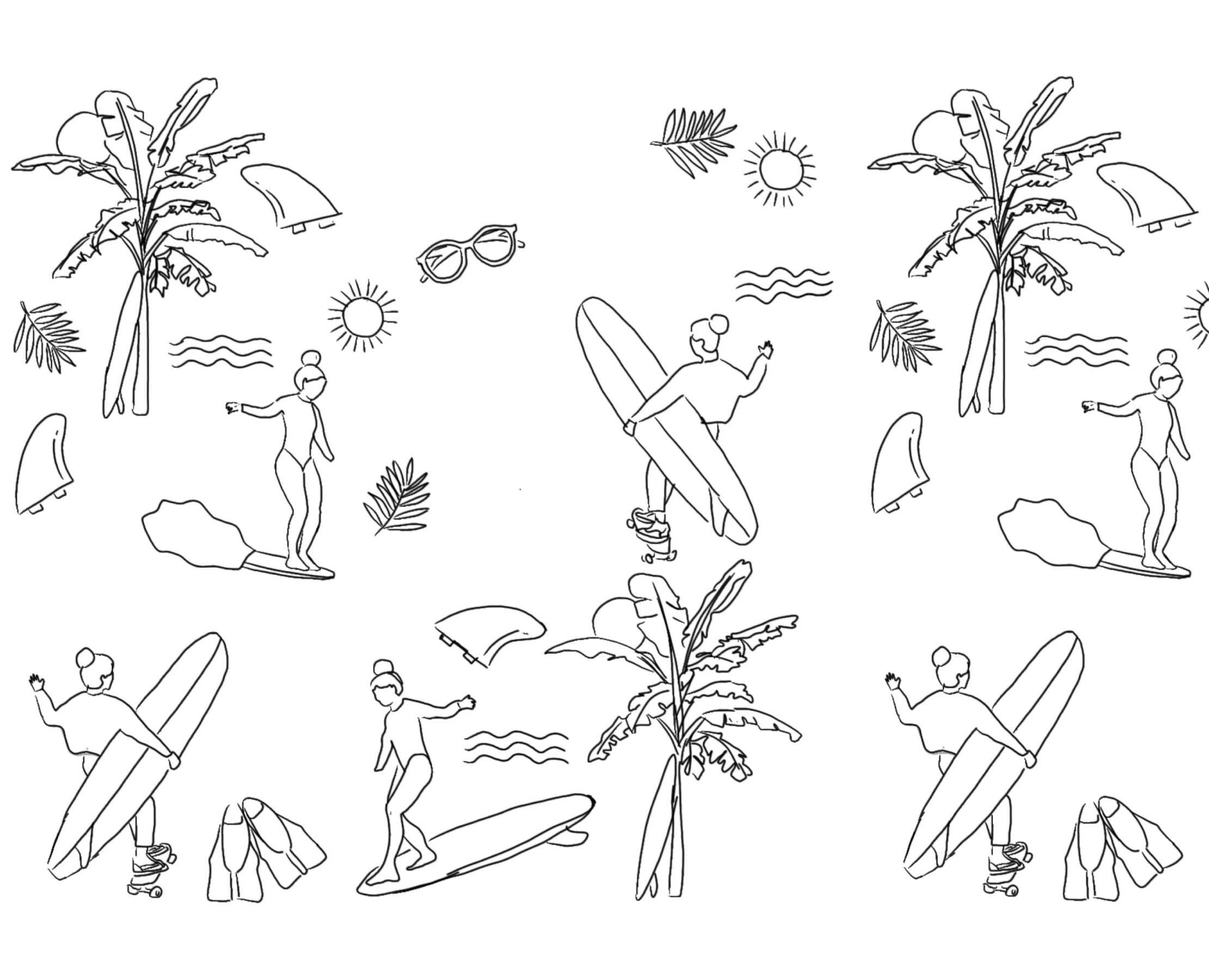 Surf coloring book — Иллюстрация на Dprofile