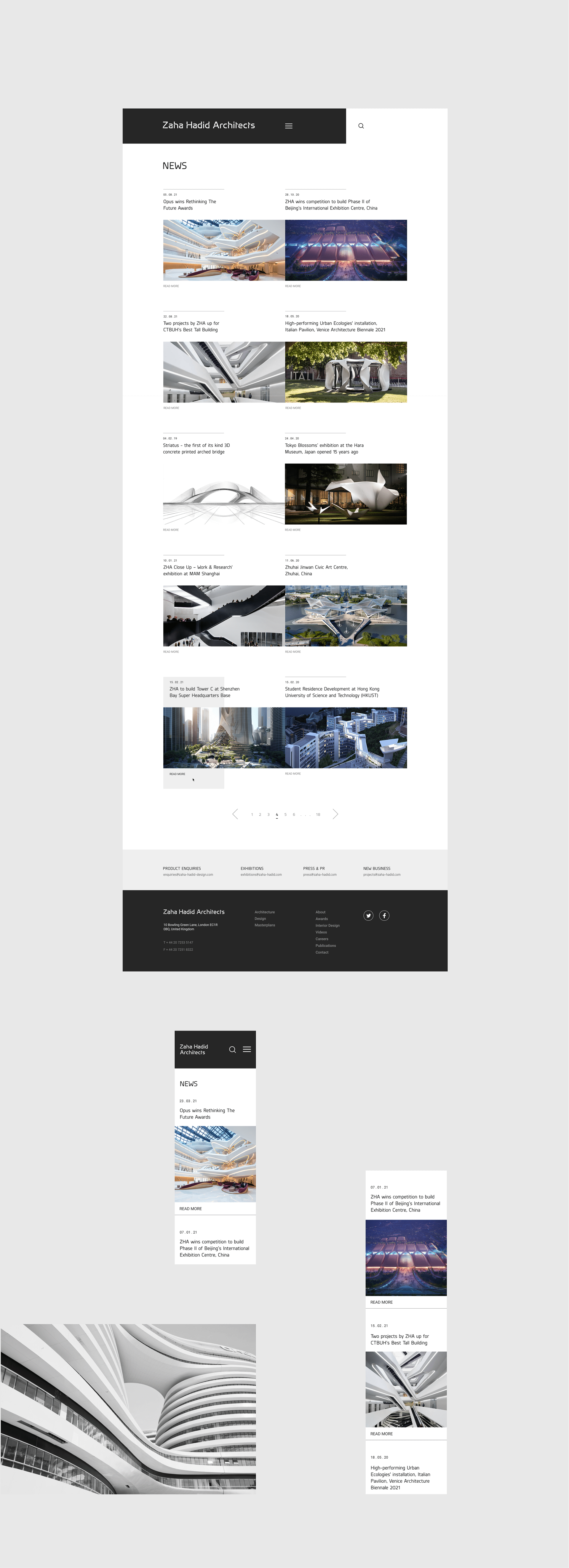 Zaha Hadid Architects Website — Изображение №8 — Интерфейсы на Dprofile