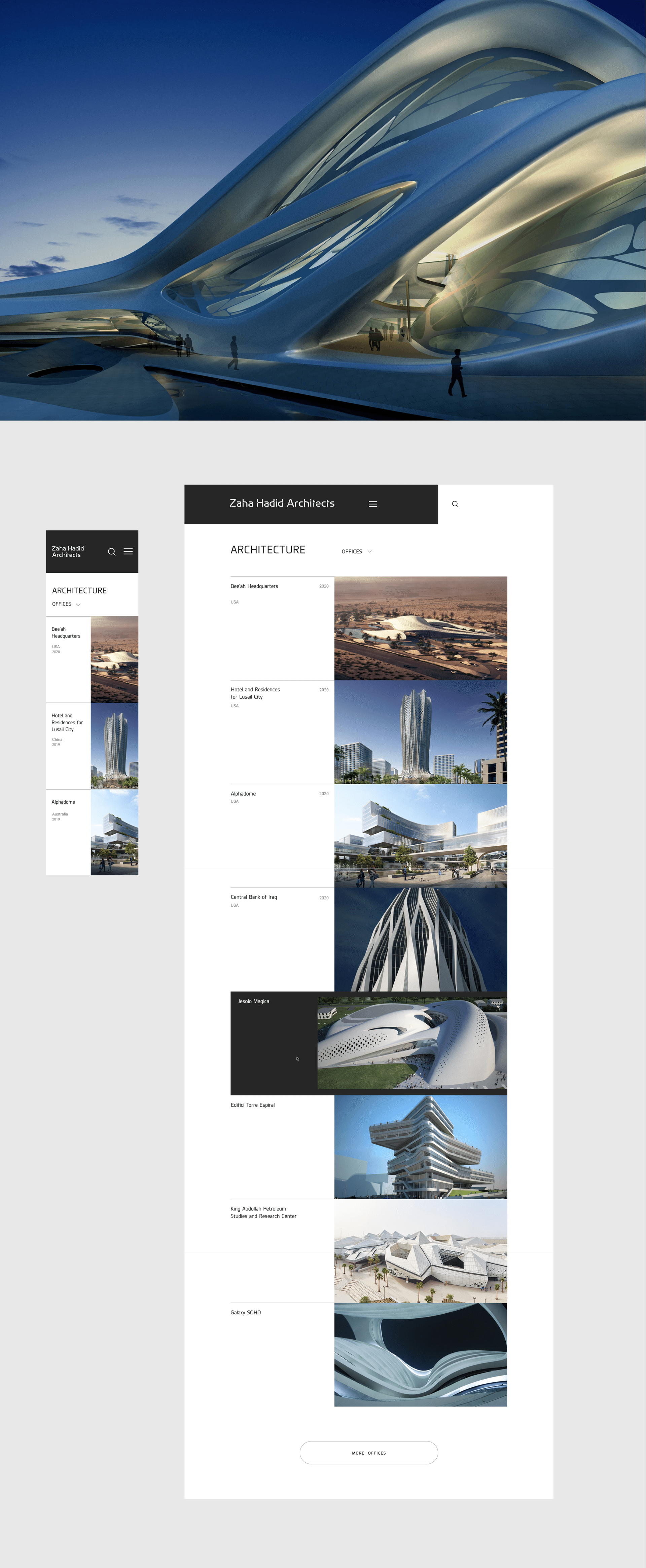 Zaha Hadid Architects Website — Изображение №6 — Интерфейсы на Dprofile