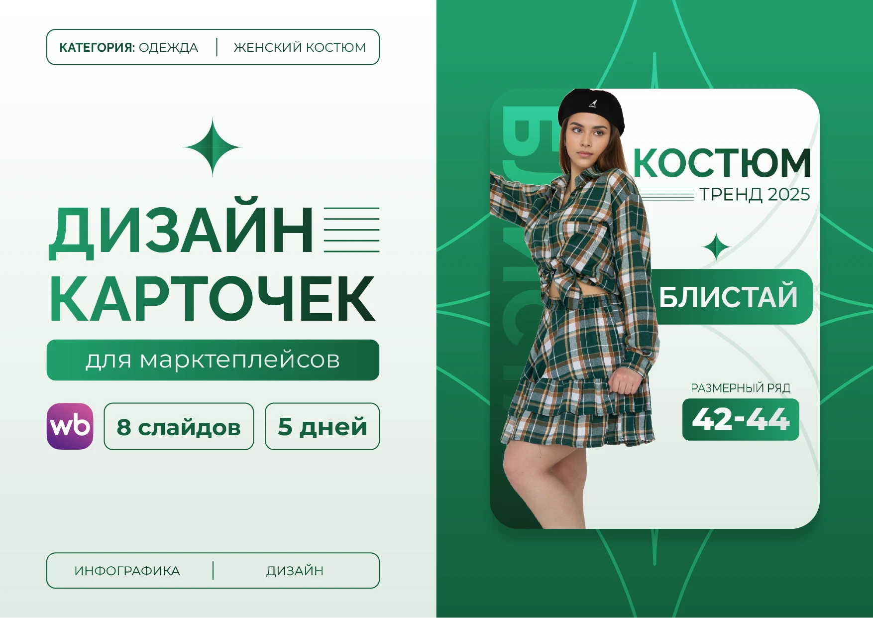Дизайн карточки женской одежды | ИНФОГРАФИКА — Изображение №1 — Графика, Маркетинг на Dprofile