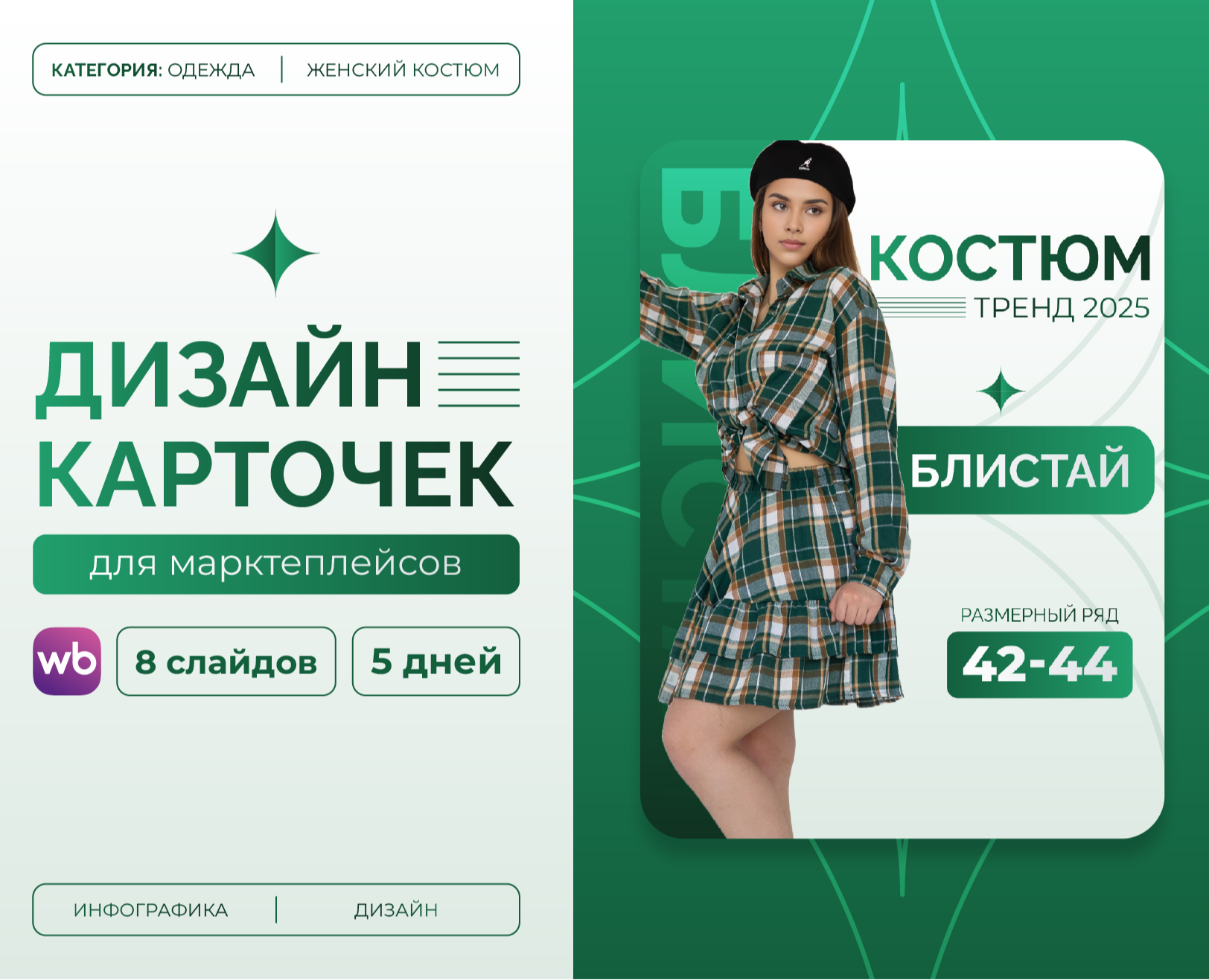 Дизайн карточки женской одежды | ИНФОГРАФИКА на Dprofile
