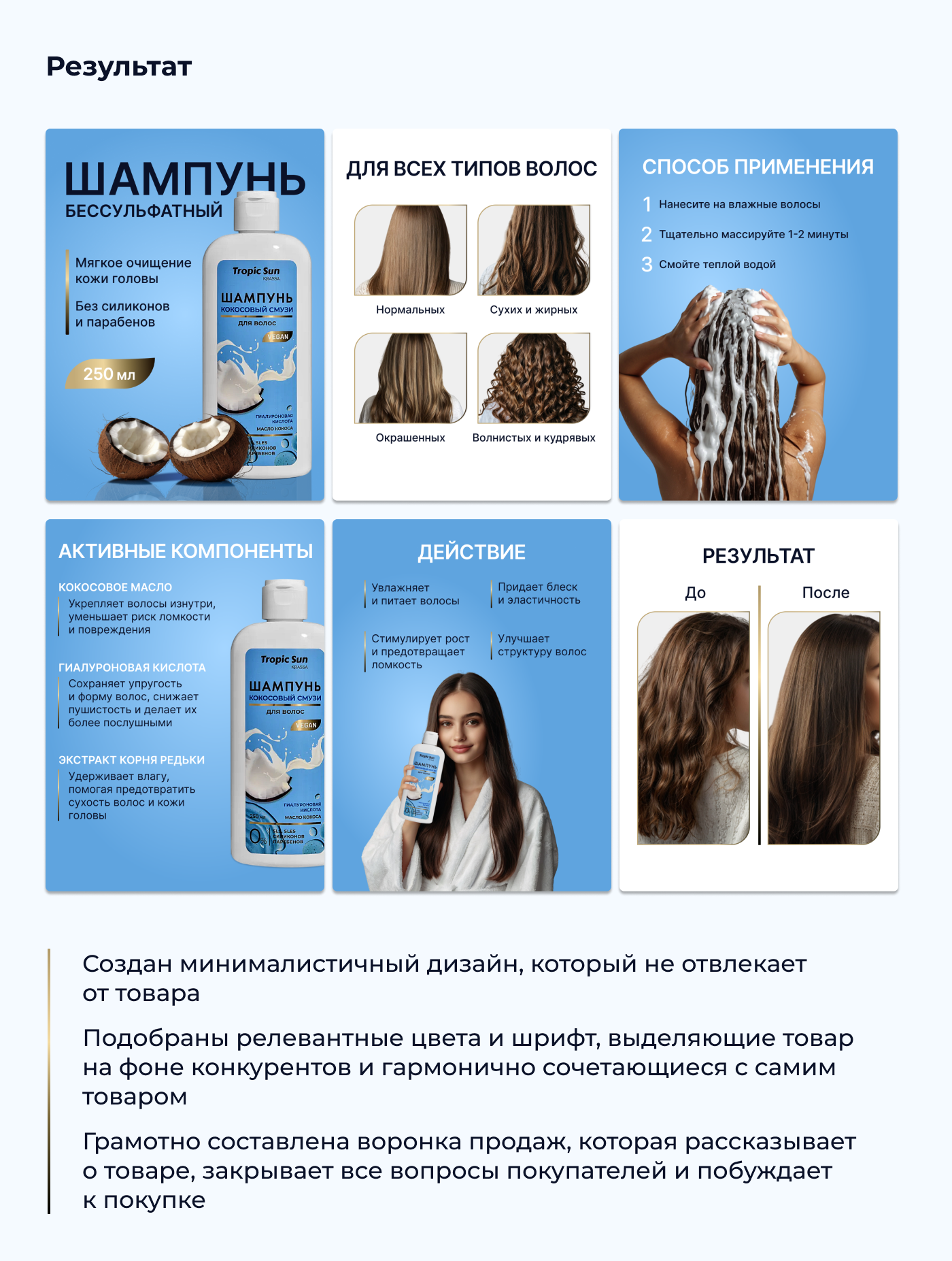 Инфографика. Шампунь. Косметика. Минимализм. Дизайн карточки — Изображение №4 — Графика, Маркетинг на Dprofile
