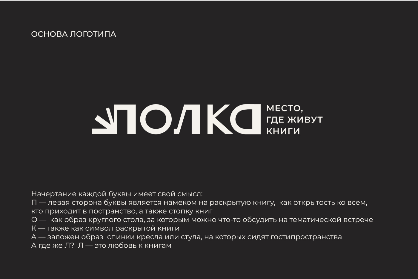 Логотип  и фирменный стиль для книжного пространства ПОЛКА — Изображение №2 — Брендинг на Dprofile