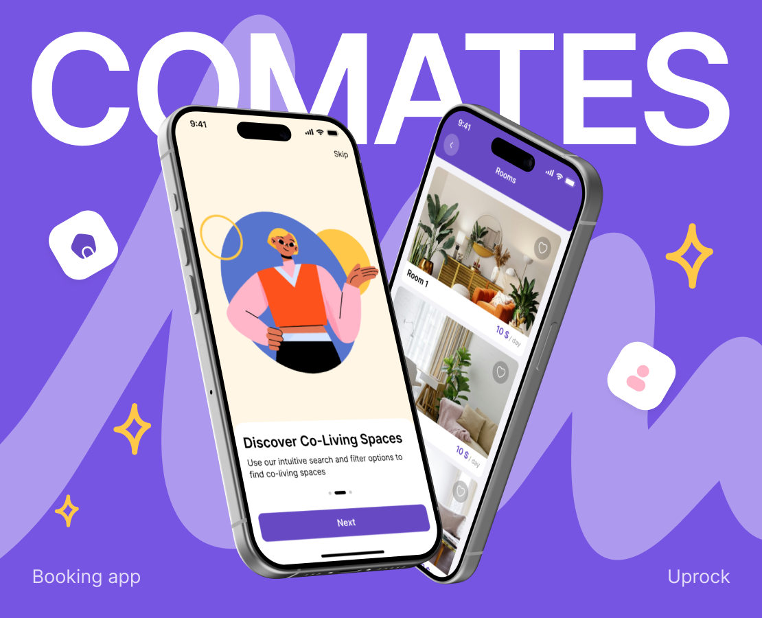 COMATES | Мобильное приложение для бронирования коливинга — Интерфейсы на Dprofile