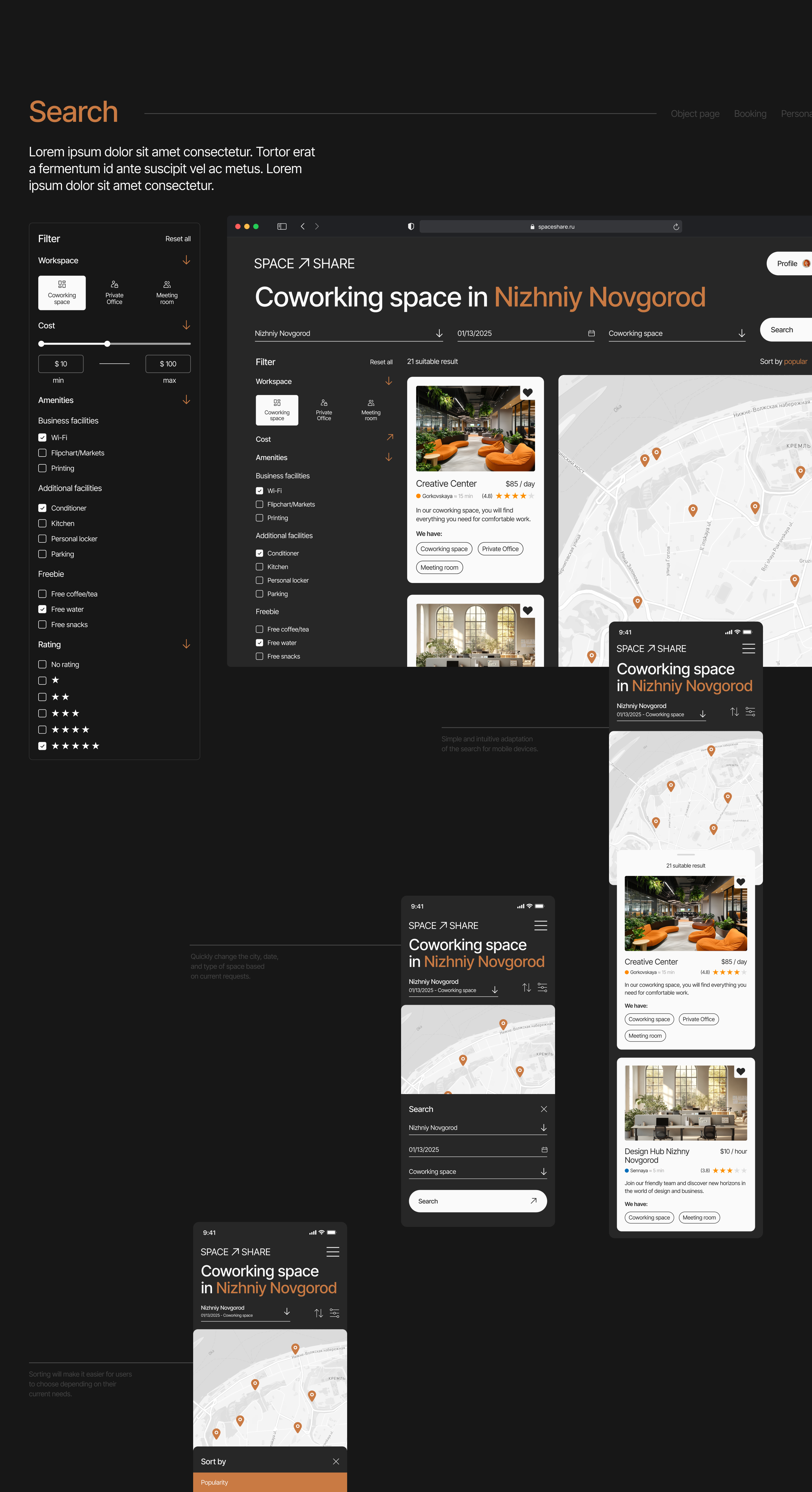 SPACE SHARE / Booking service / UI/UX design — Изображение №12 — Интерфейсы на Dprofile