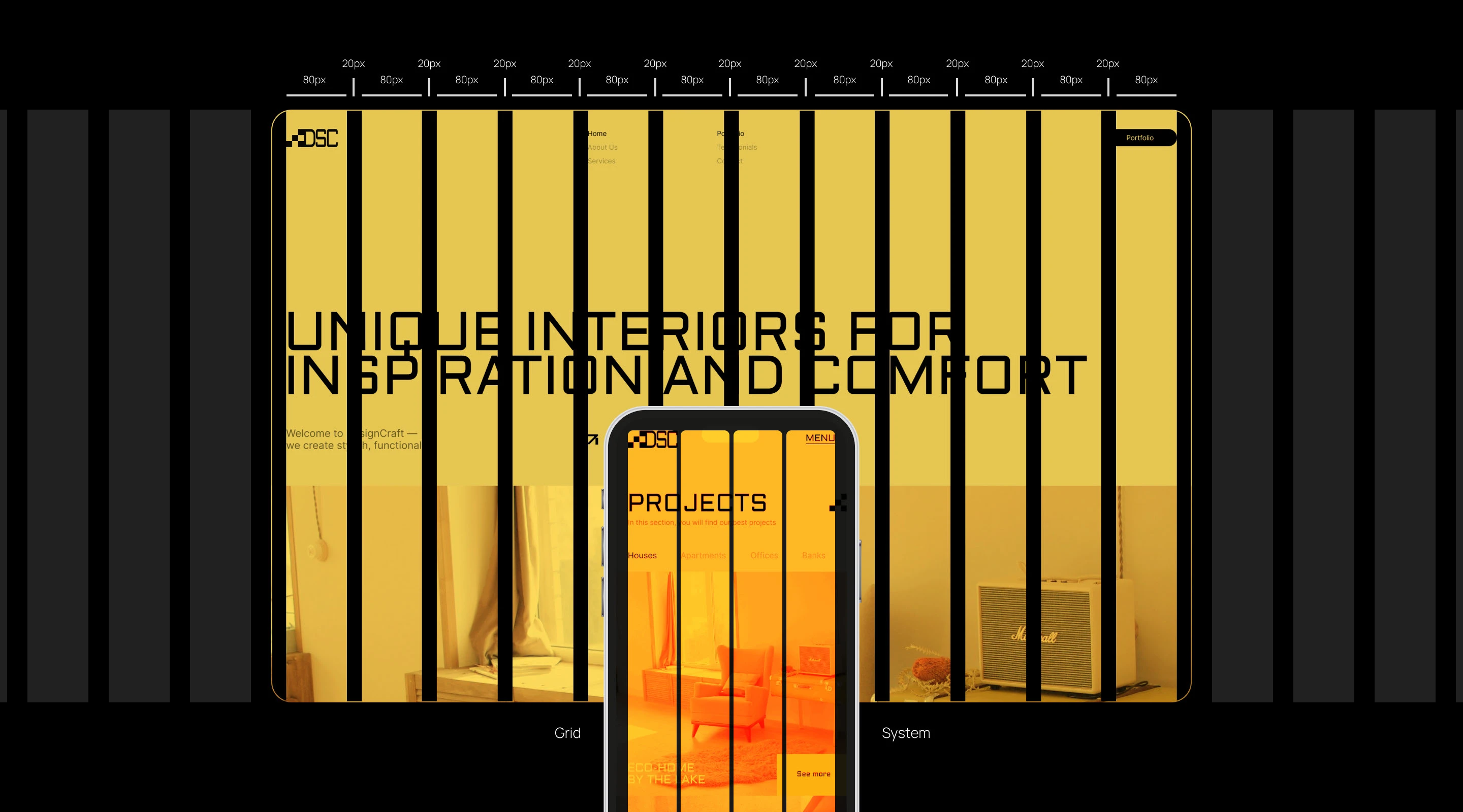Interior Design Website — DesignCraft — Изображение №2 — Интерфейсы, Брендинг на Dprofile