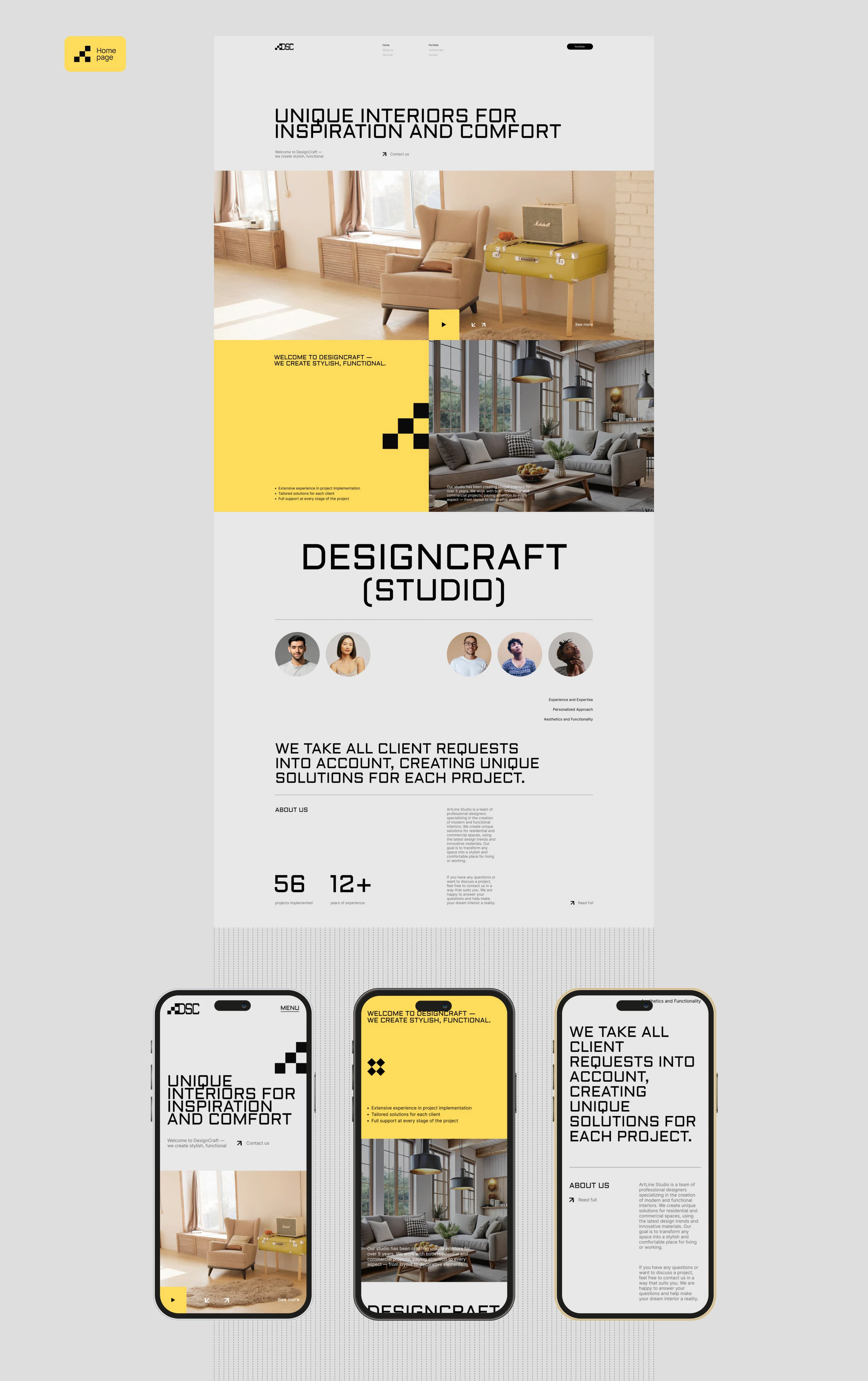 Interior Design Website — DesignCraft — Изображение №3 — Интерфейсы, Брендинг на Dprofile