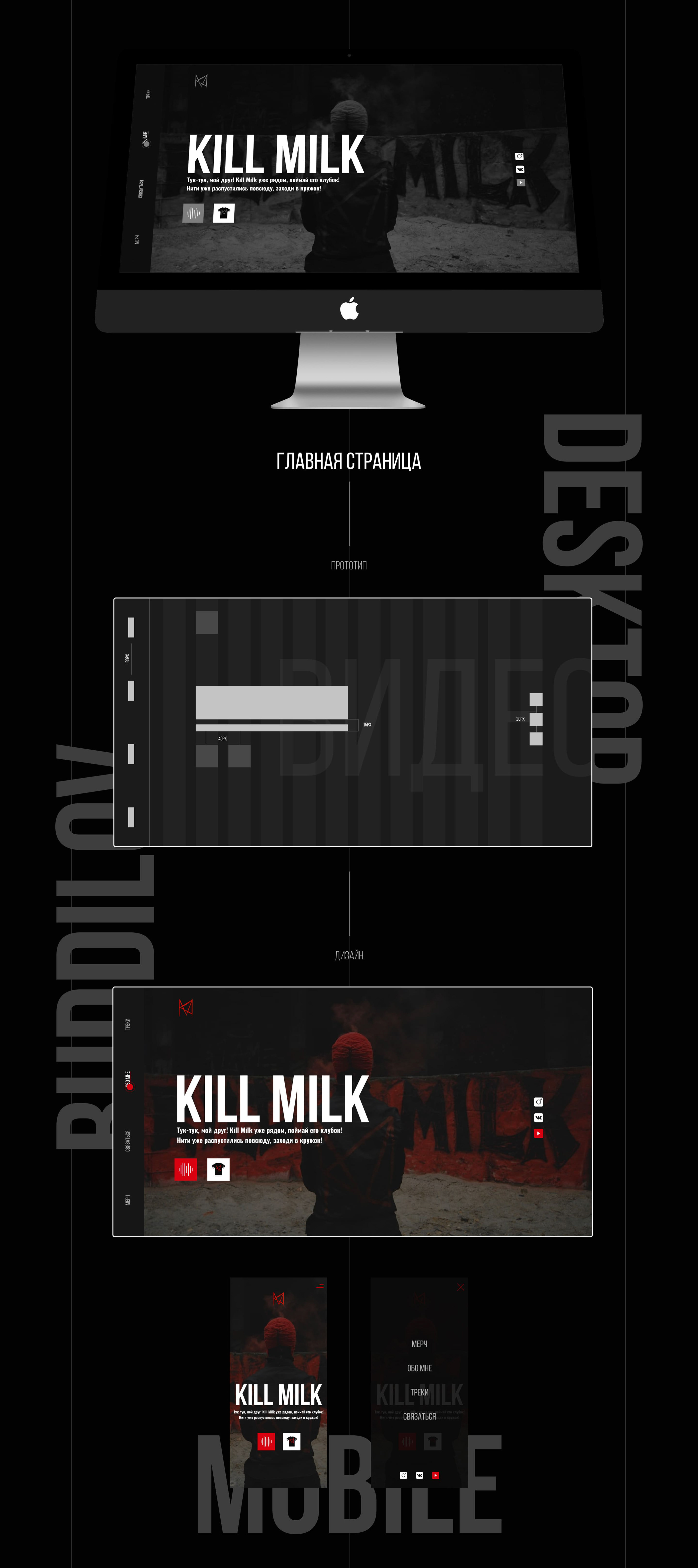 KillMilk - Website business card — Изображение №2 — Интерфейсы, Брендинг на Dprofile