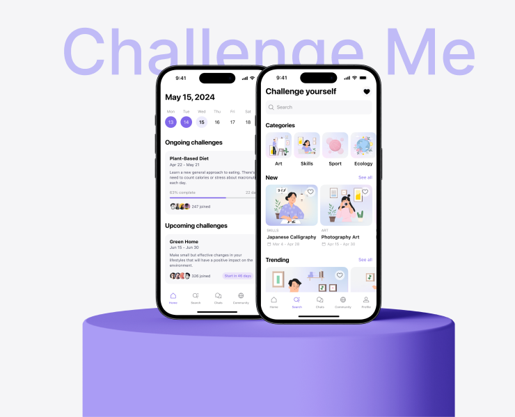Challange me App — Интерфейсы на Dprofile