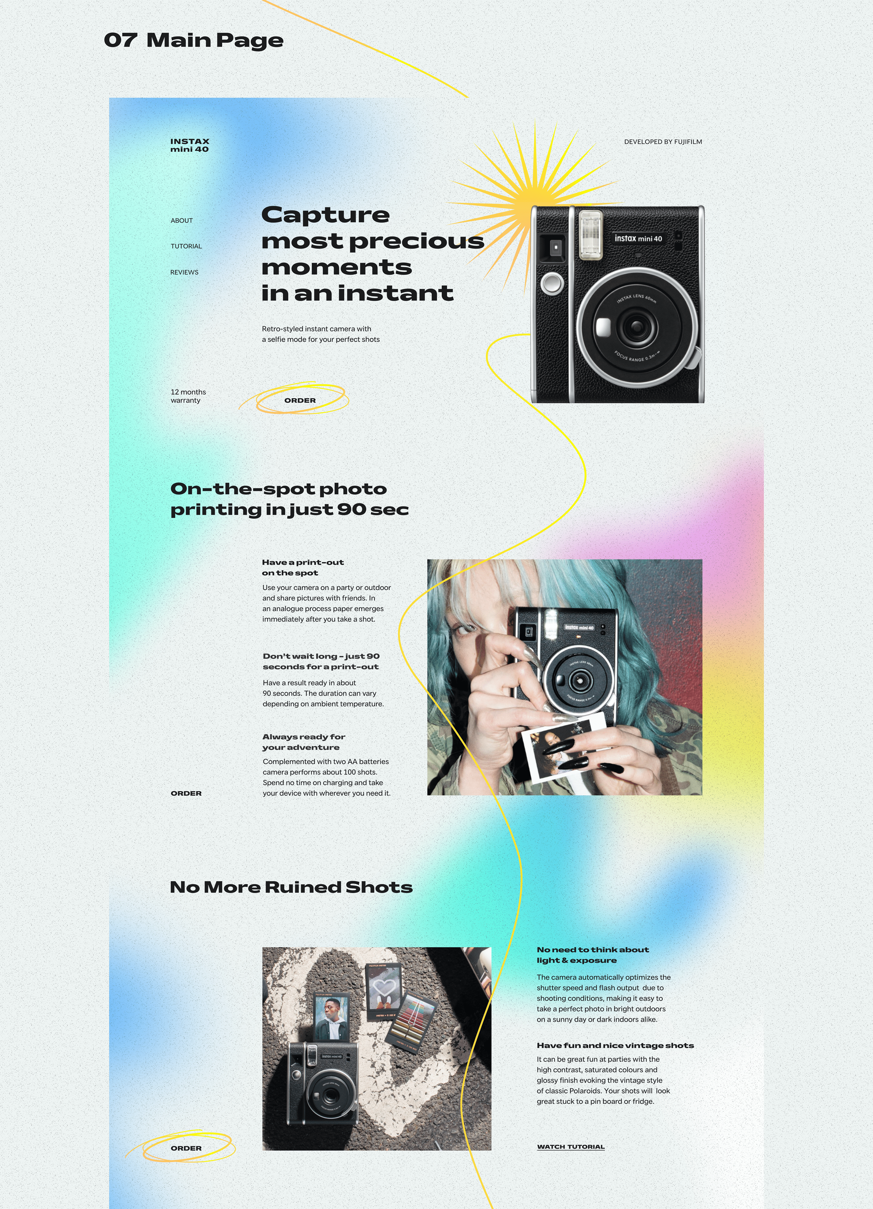 Промостраница Instax Mini 40 — Изображение №9 — Интерфейсы, Маркетинг на Dprofile
