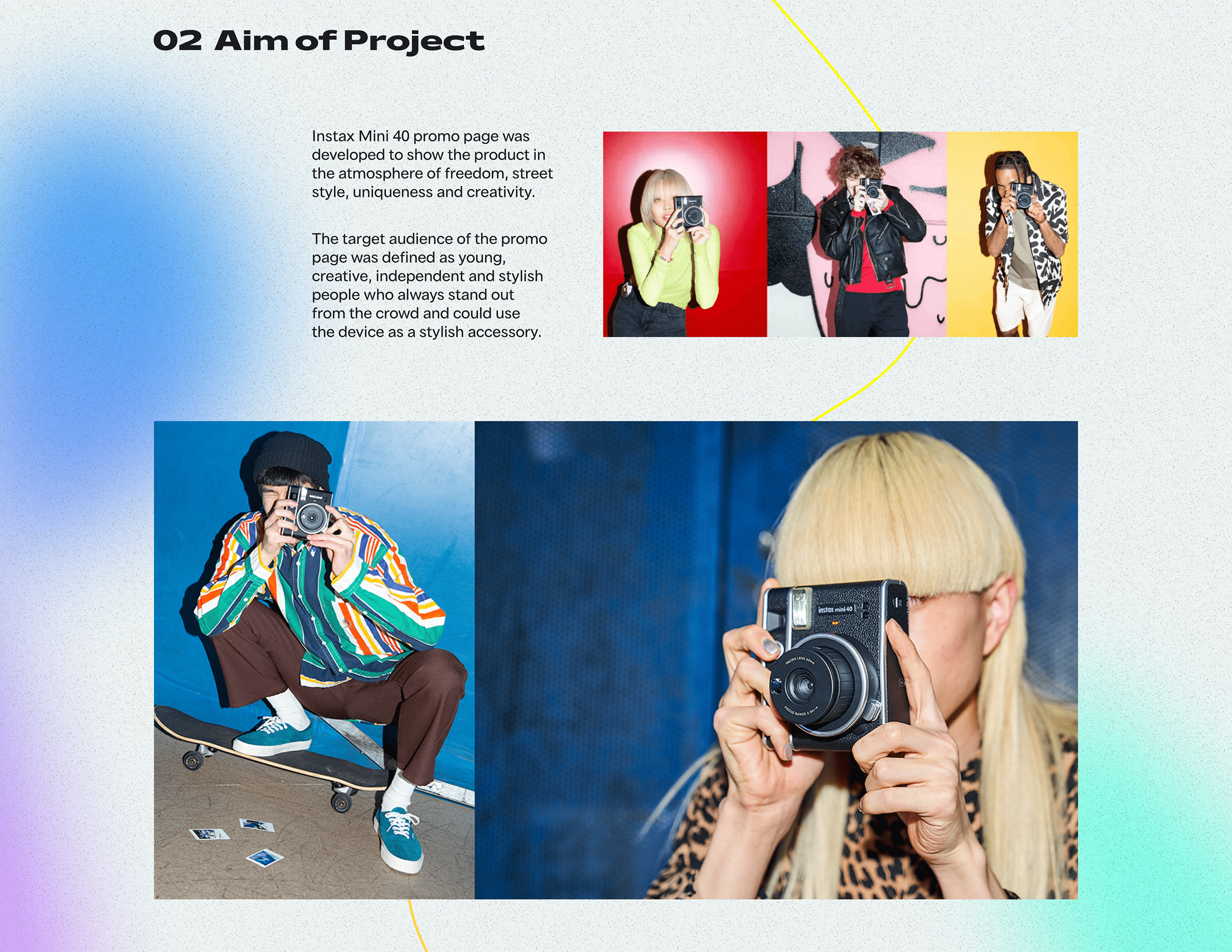 Промостраница Instax Mini 40 — Изображение №3 — Интерфейсы, Маркетинг на Dprofile