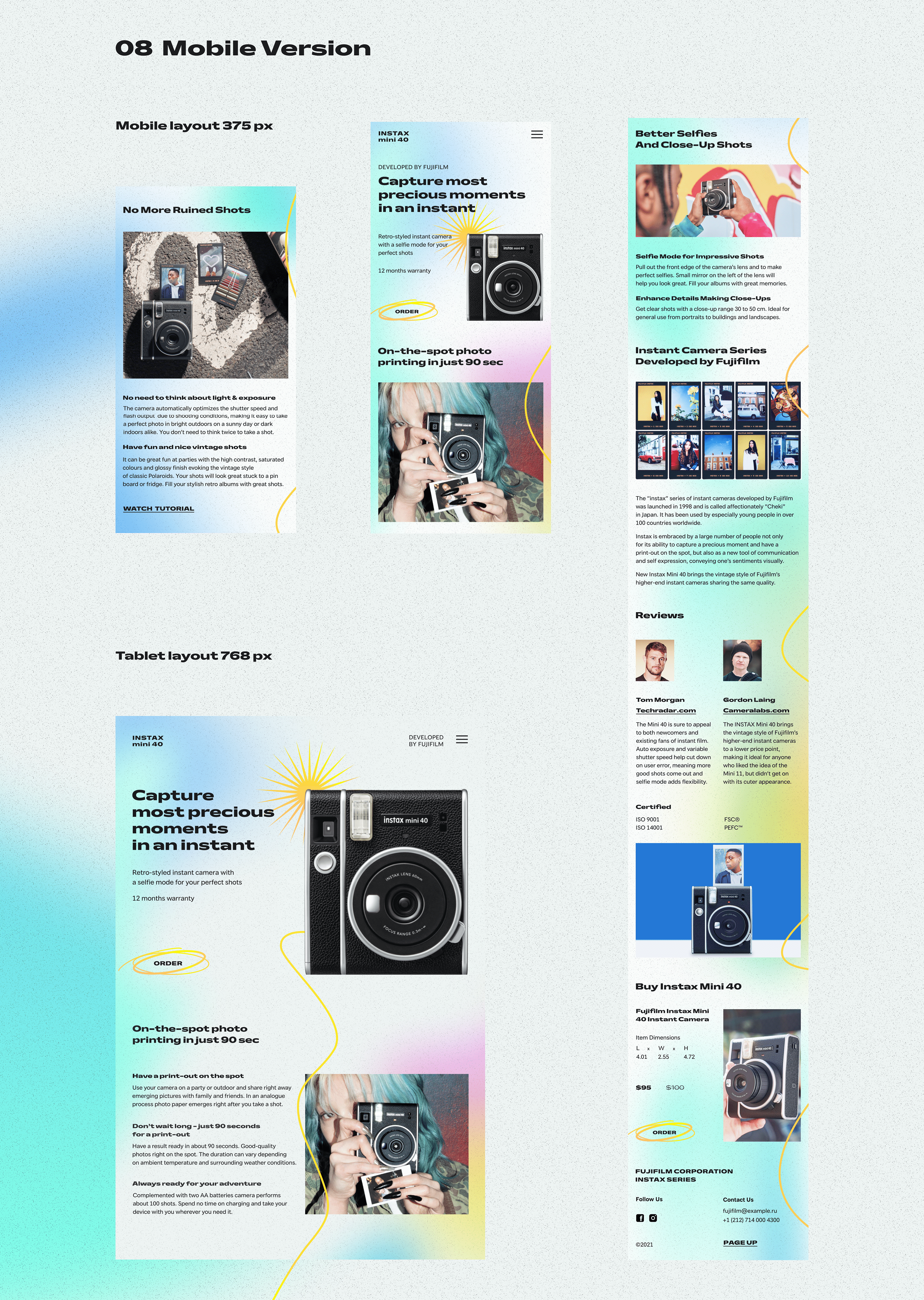 Промостраница Instax Mini 40 — Изображение №11 — Интерфейсы, Маркетинг на Dprofile
